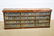 Hardware Store Work Counter w/Wood, Metal Bins 35"H,