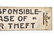 "Not Responsible" Sign - wood 12" x 48" - 3