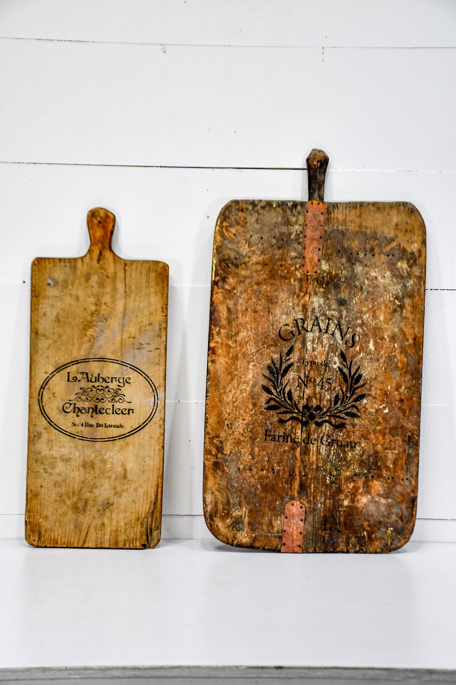 2pc. Lot of French Stenciled Cutting Boards 32 1/2"  x (1 of 4)