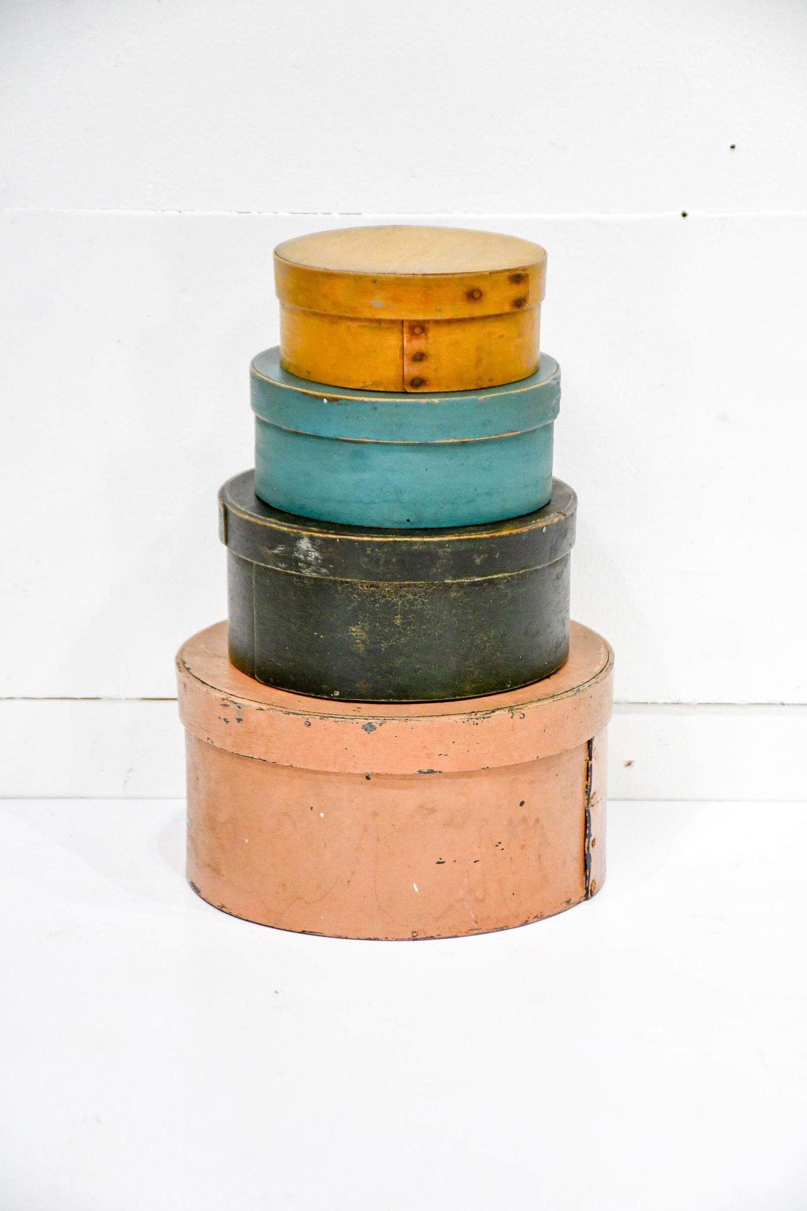 4pc. Lot of Painted Pantry Boxes 5"H,   9 1/2" diam. (1 of 5)
