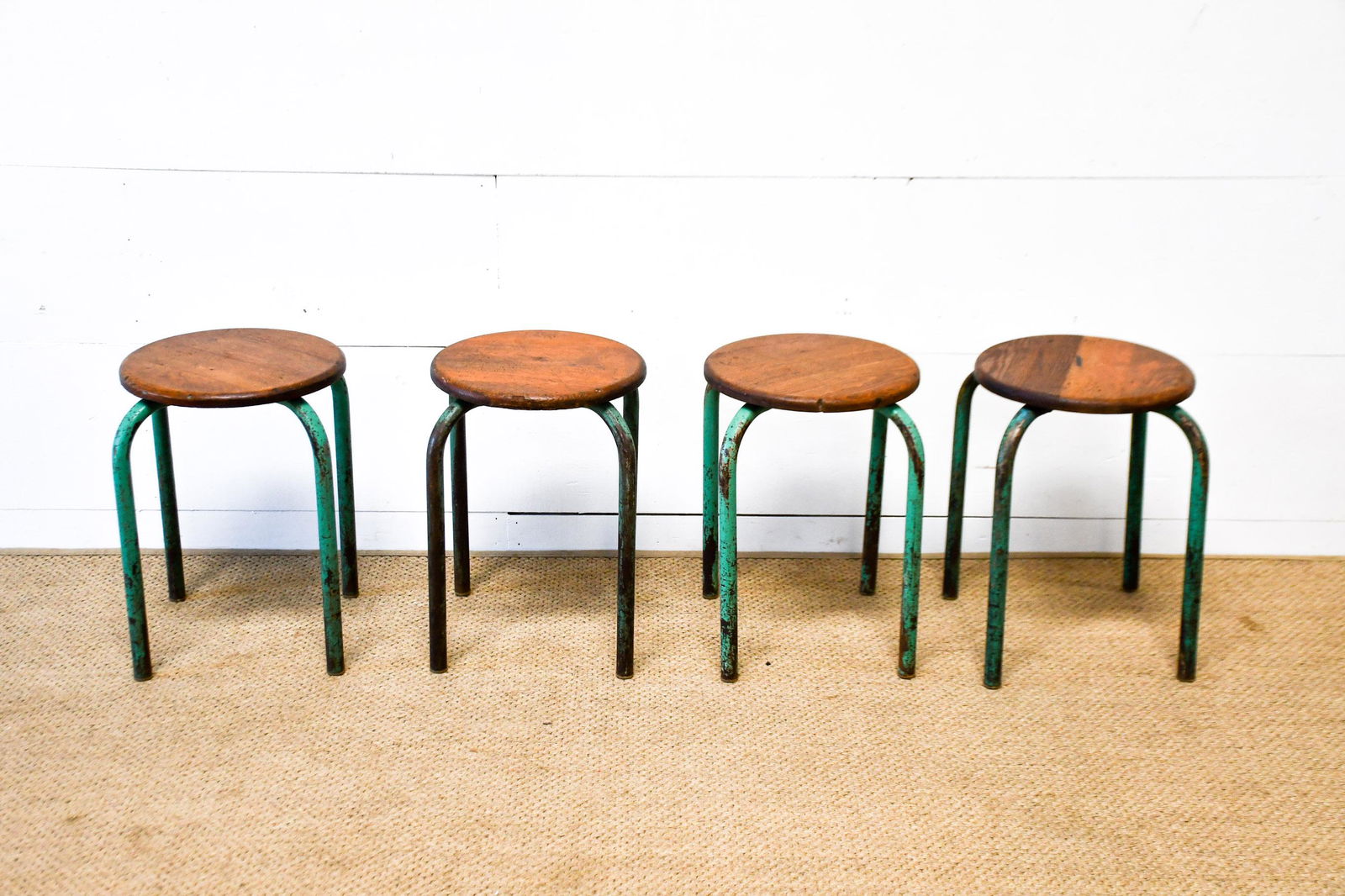 4pc. Lot of French Industrial Stools 18"H,   12"  x (1 of 2)