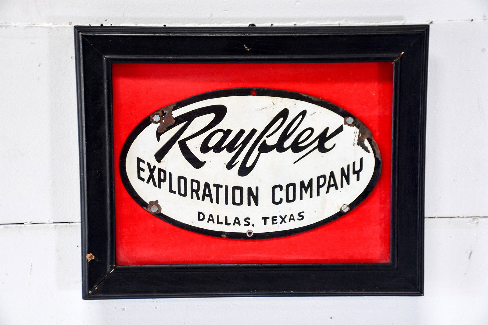 Rayflex Exploration Company Sign Porcelain Dallas Aug 28 Bright Star Antiques Co In Tx Rayflex Exploration Company Sign Porcelain Dallas Aug 28 Bright Star Antiques Co In Tx