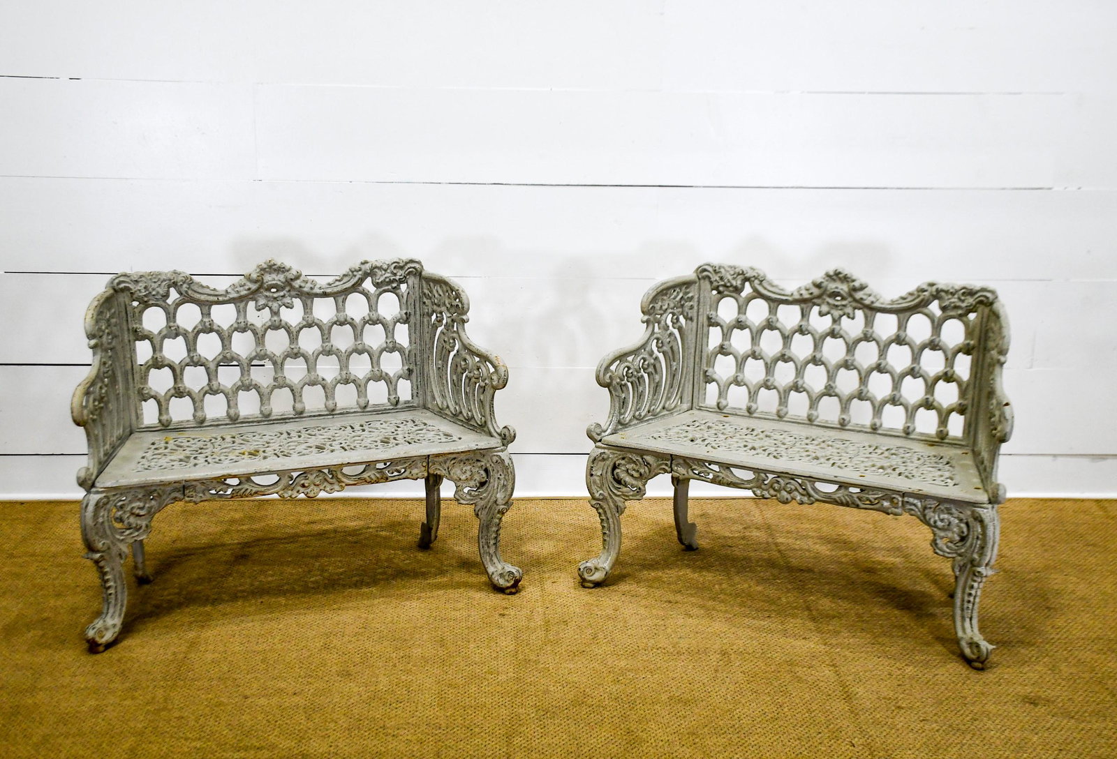French Painted Cast Iron Garden Bench X-2 (1 of 9)