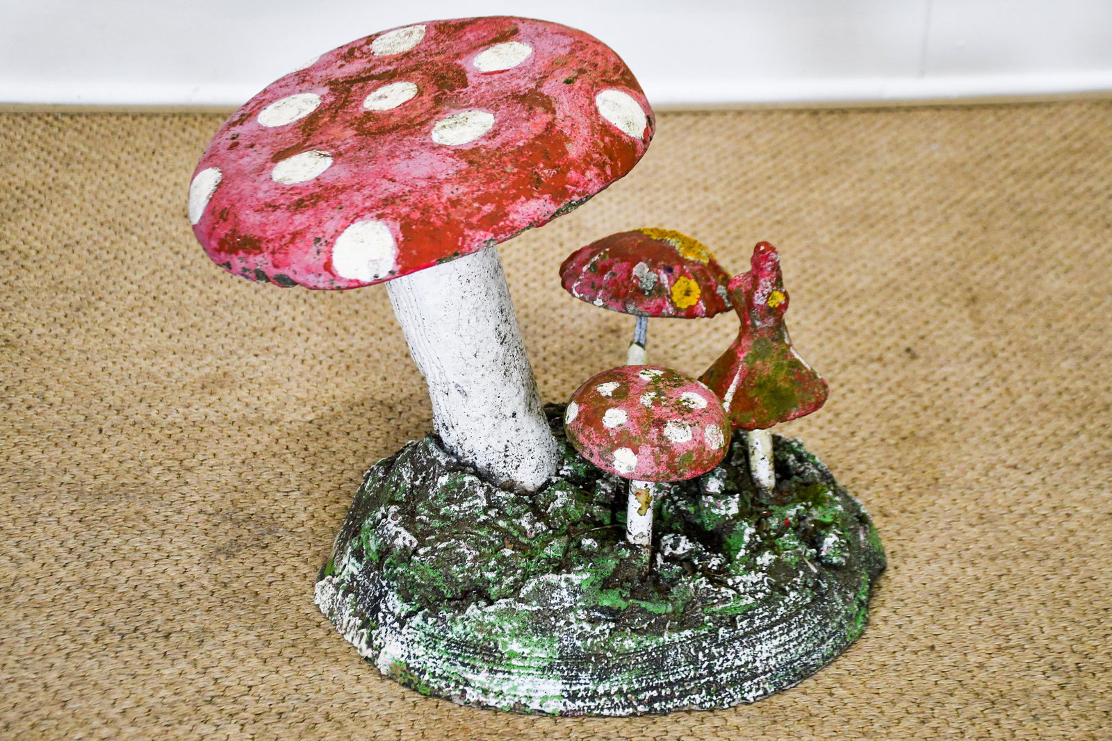 French Painted Concrete Mushrooms 14"H,   16"  x   12" (1 of 4)