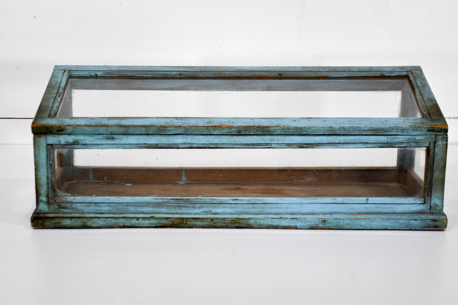 Blue Painted Store Display Case 9"H,   25"  x   9" (1 of 4)