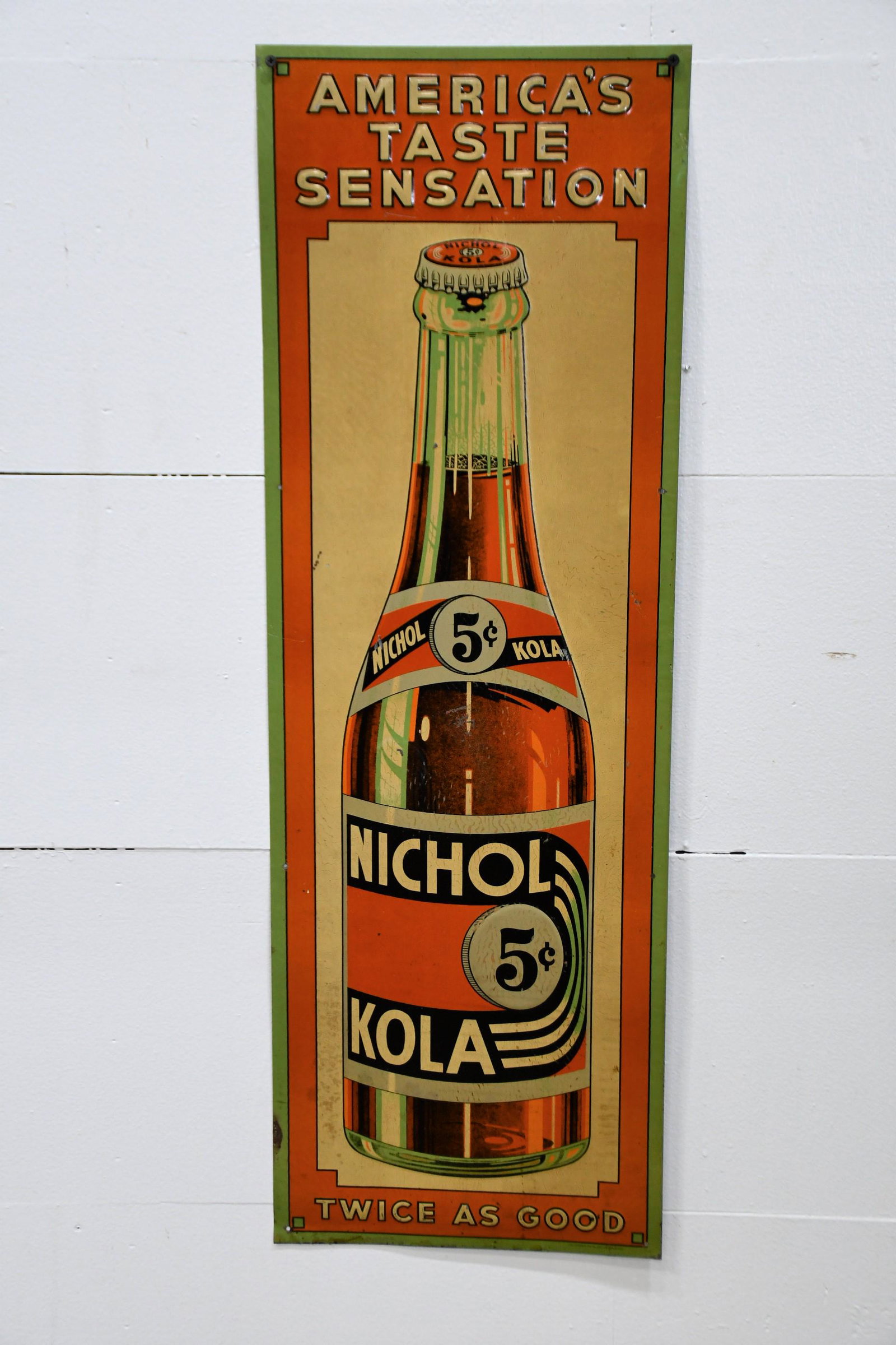 Nichol Kola Sign  -  metal 35 1/2"  x   12" (1 of 4)