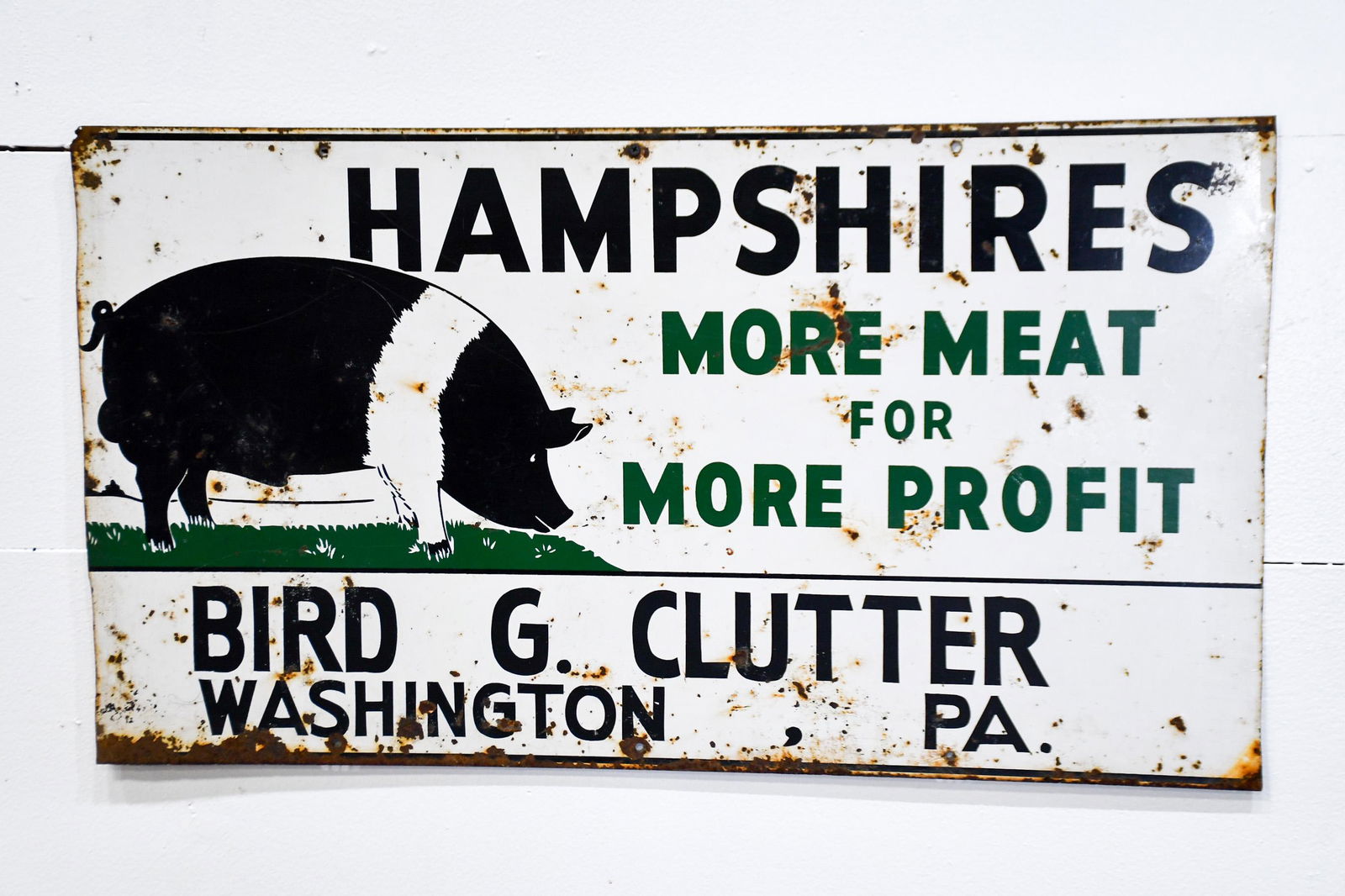 Hampshires Pig Sign -  metal / double sided 18"  x   32 (1 of 4)