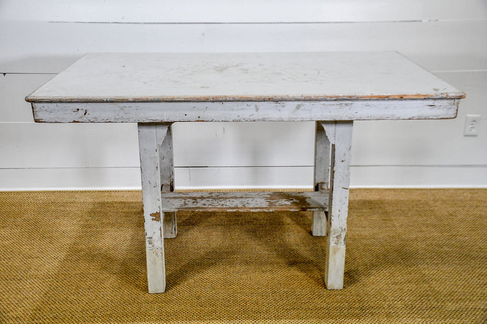 Gray Painted Warehouse Work Table extensions added to: Gray Painted Warehouse Work Table extensions added to the legs 36"H, 61" x 36 1/2"