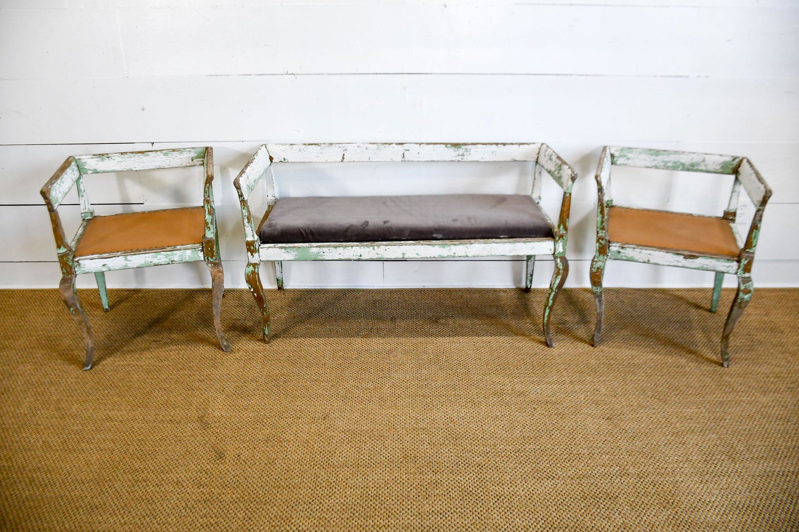 3-Pc  French Garden Set: 2 chairs & 1 settee chair  - (1 of 8)