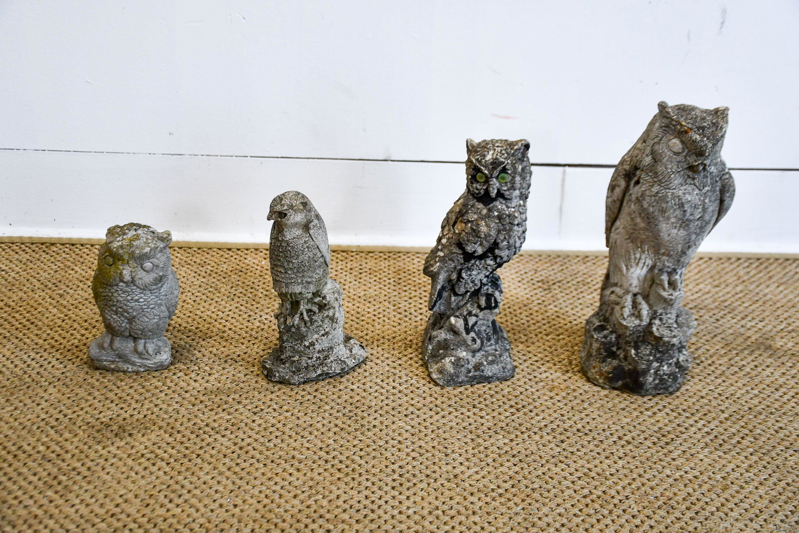 4-Pc Concrete Owl Lot tallest  -  15"H (1 of 4)