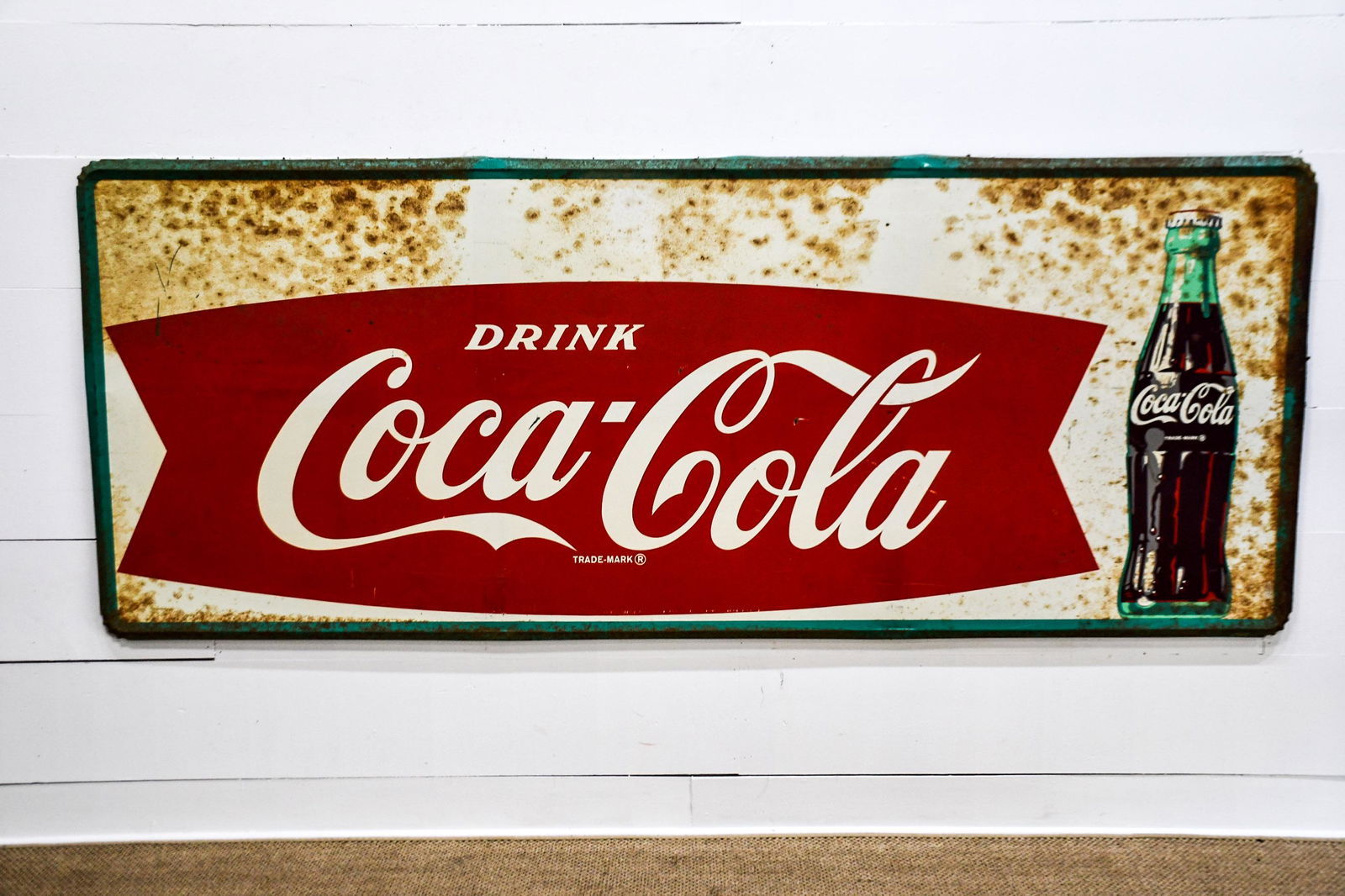 Metal Coca-Cola Advertising Sign 43 1/2"  x   109" (1 of 4)
