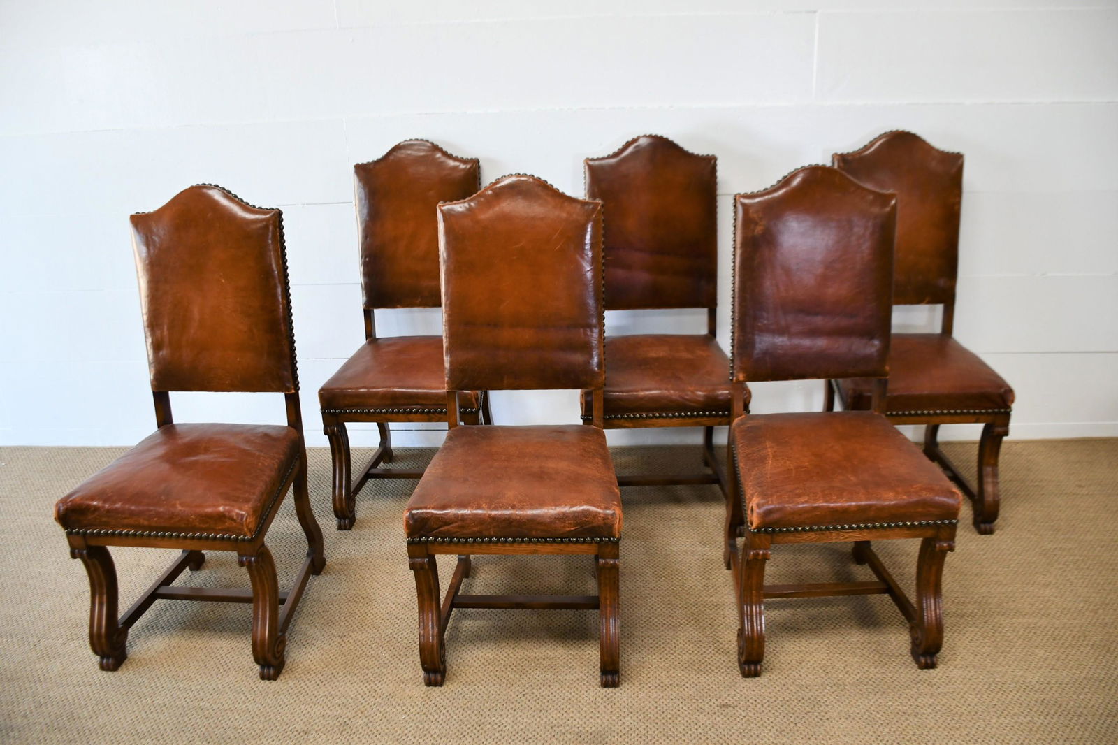 6-Pc Lot of French Leather Dining Room Chairs (1 of 7)