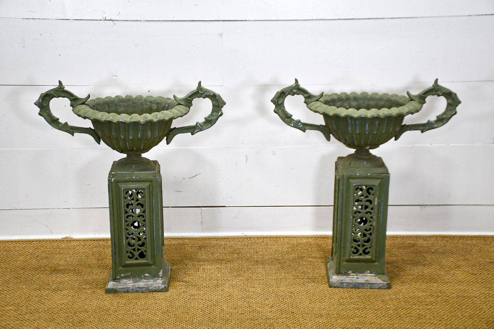 Pair of Metal Garden Urns (1 of 6)