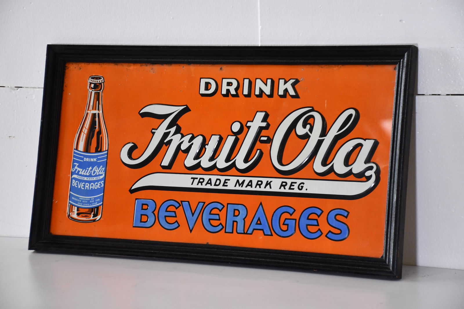 Framed Metal Fruit-Ola Beverage Sign 14" x 25 1/2" (1 of 3)