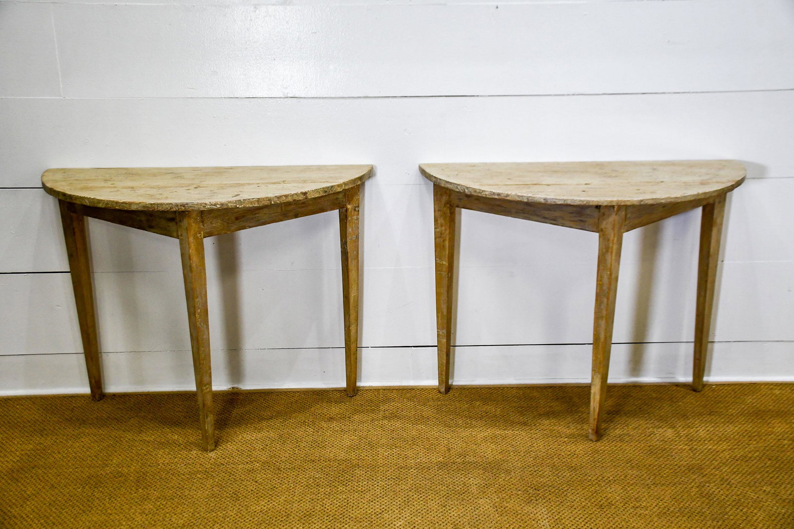 Pair of  19th c. Swedish Demilune Tables 31"H,   41"  x (1 of 7)