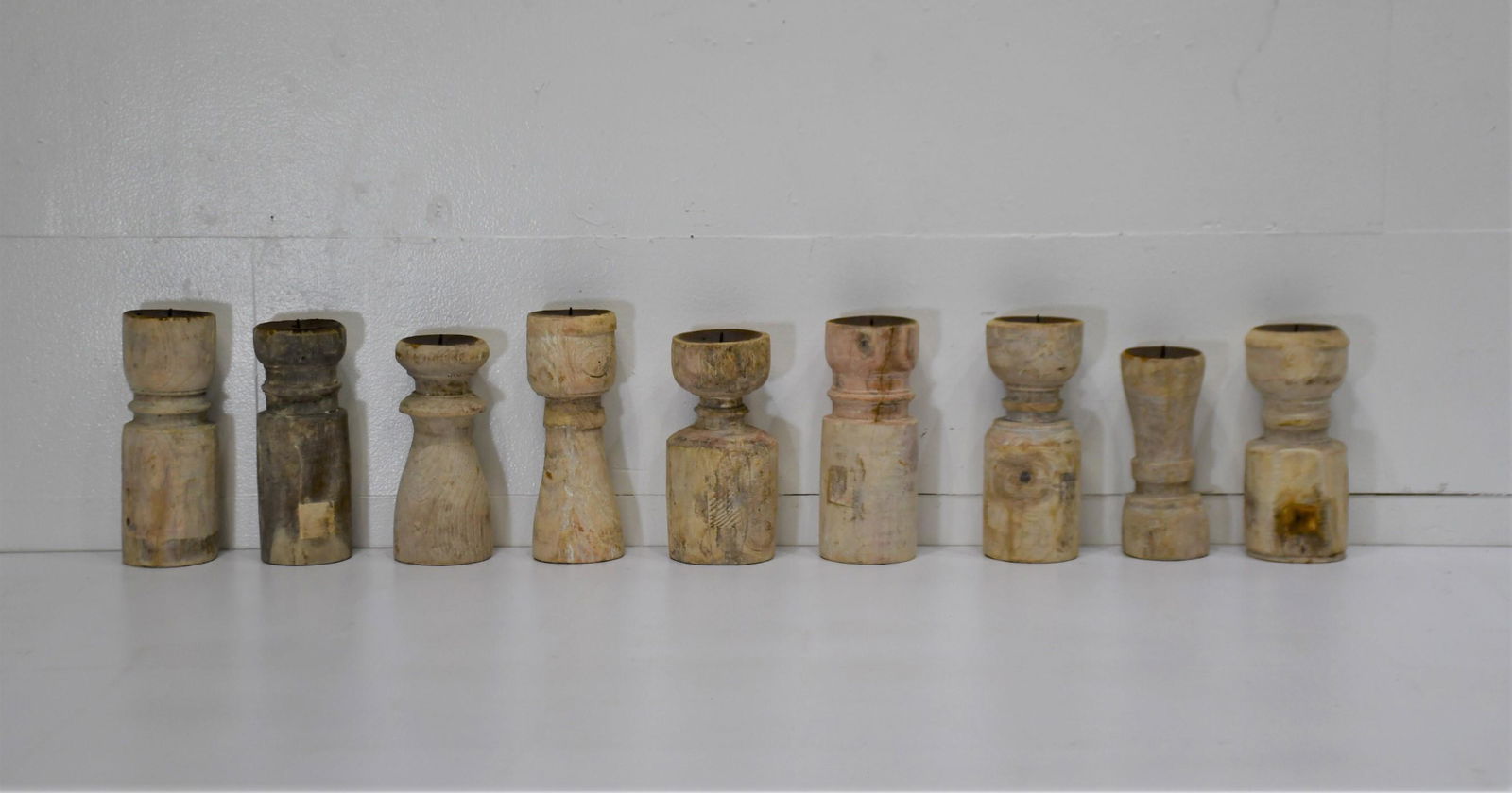 9pc. Lot of Wooden Candle Holders tallest  -   10 1/2"H (1 of 4)