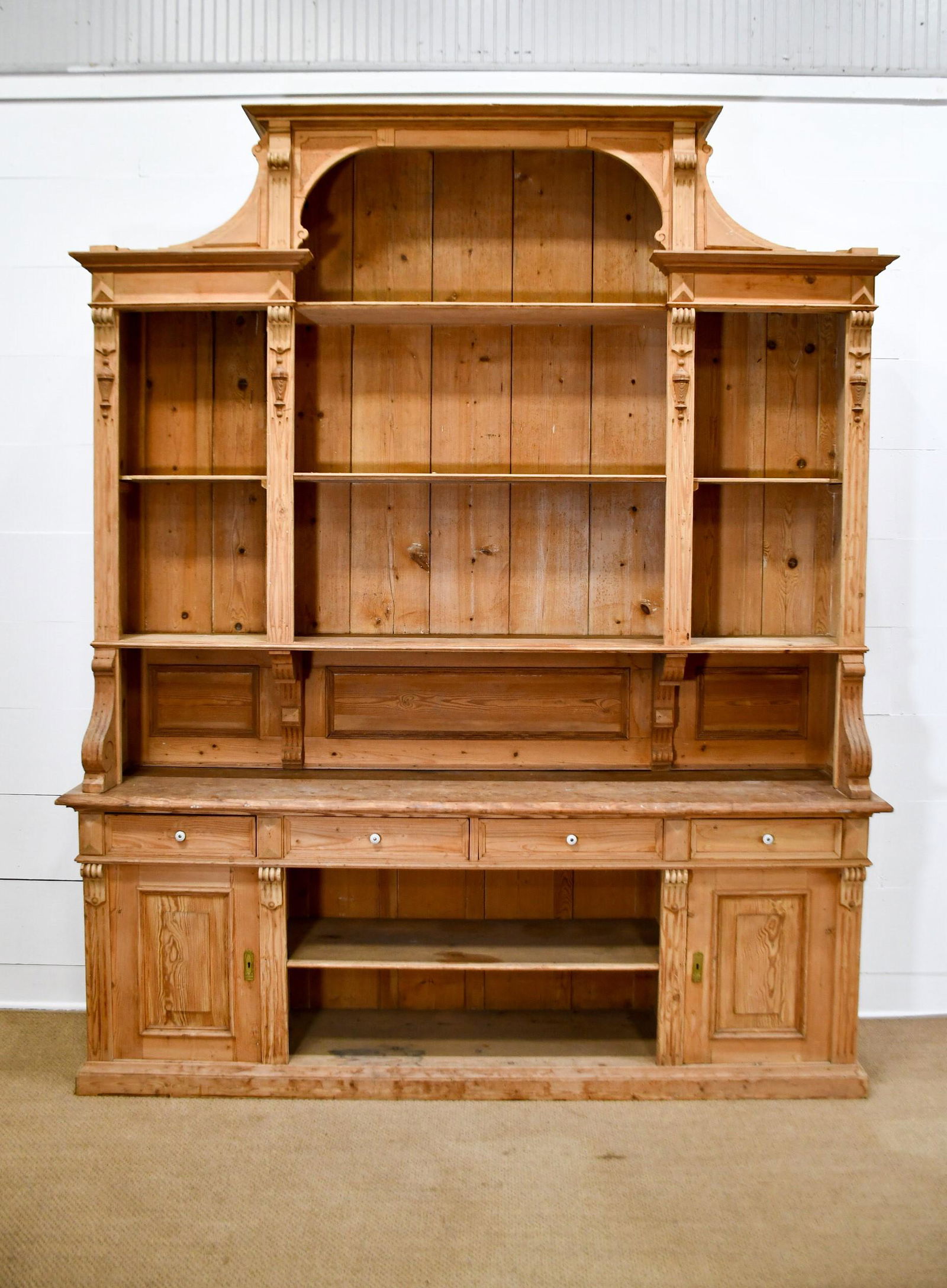 French 2pc. Store Display Cupboard 110"H,   91"  x (1 of 9)