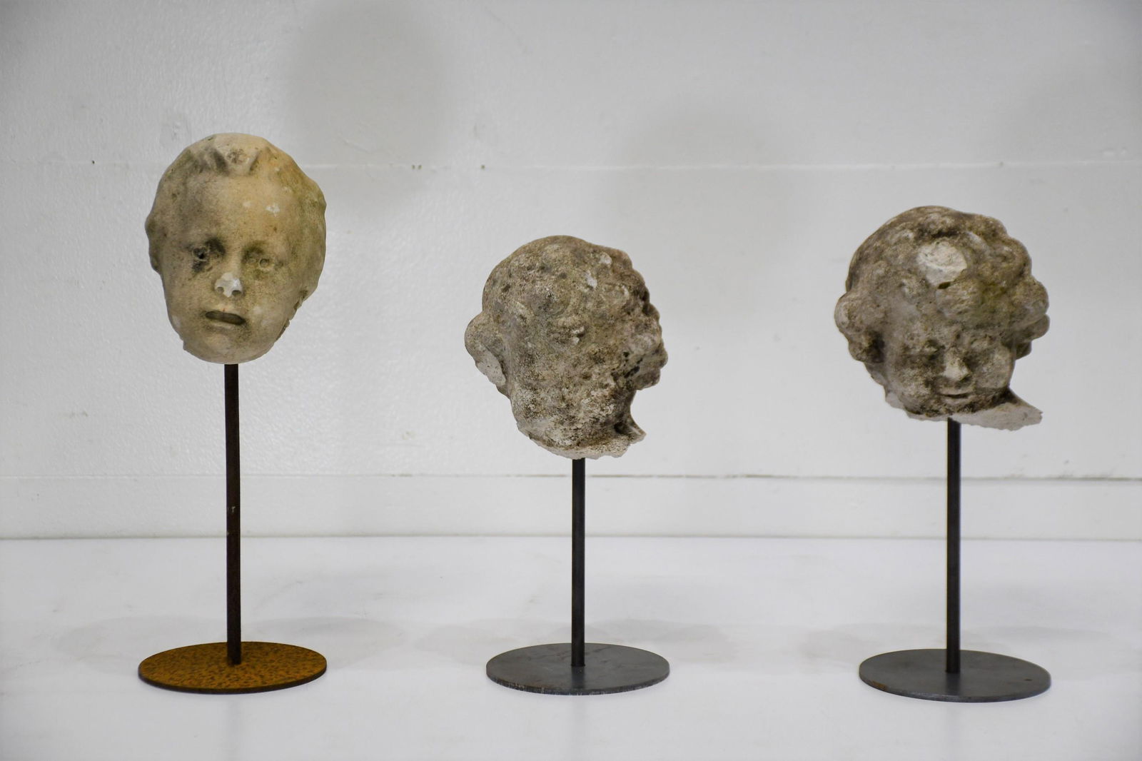 3pc. Lot of Garden Statue Heads concrete  /  marble (1 of 10)