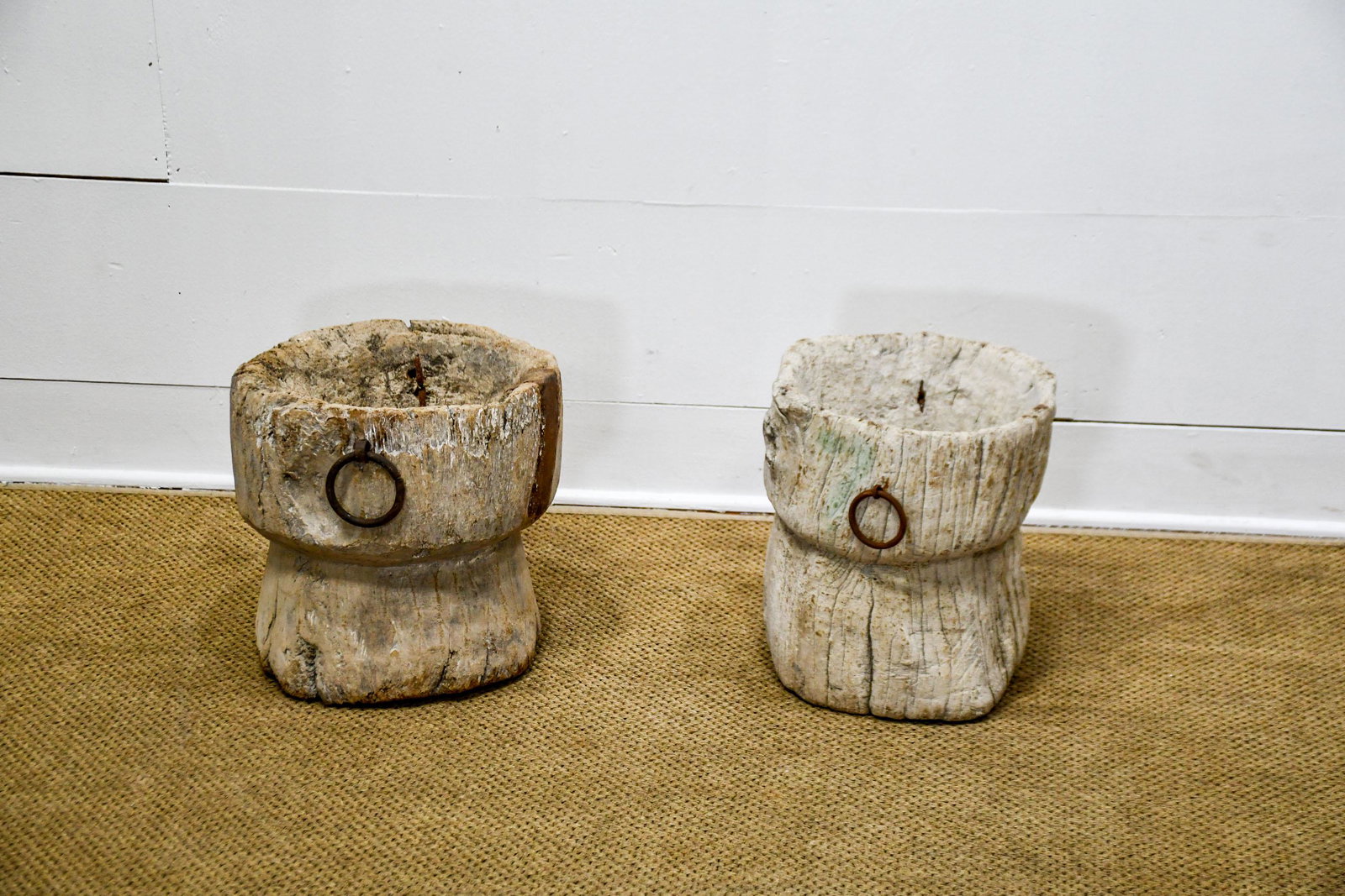 2pc. Lot of Early Wooden Mortars 15 1/2"H,   13"  x (1 of 5)