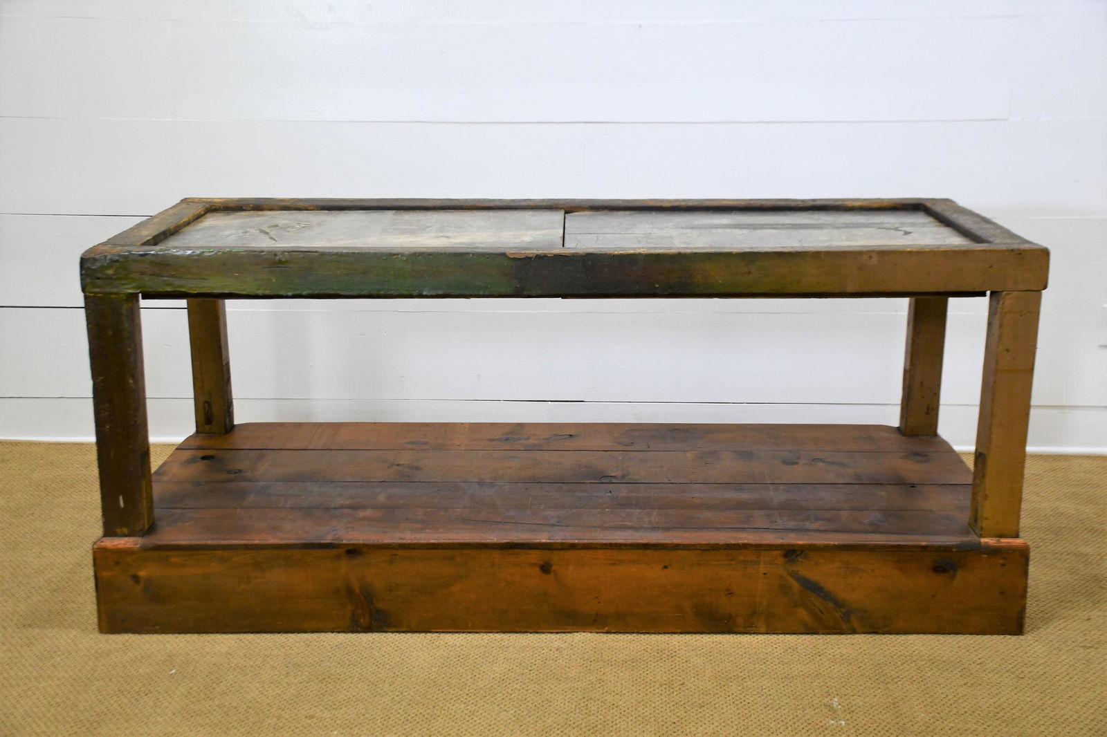 Industrial Printer's Work Table w/ Marble Top 34"H, (1 of 6)