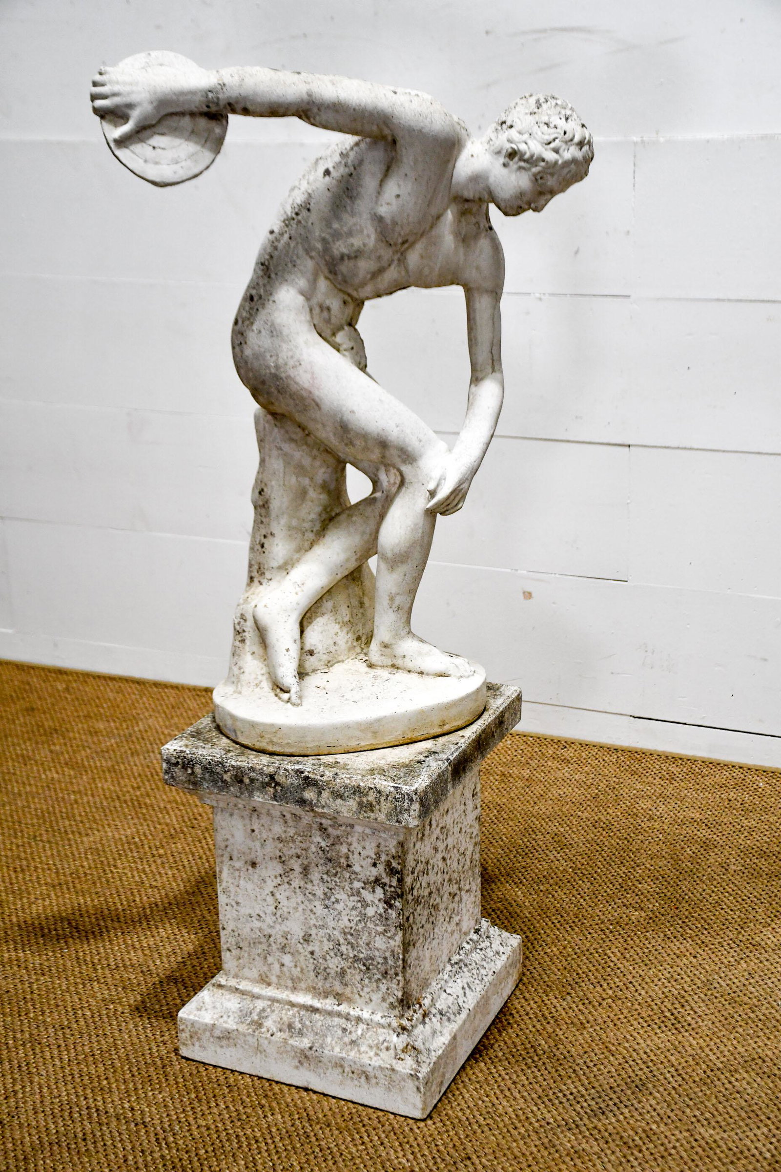 Concrete Statue of a Discobolus 56 1/2"H,   25"  x (1 of 8)