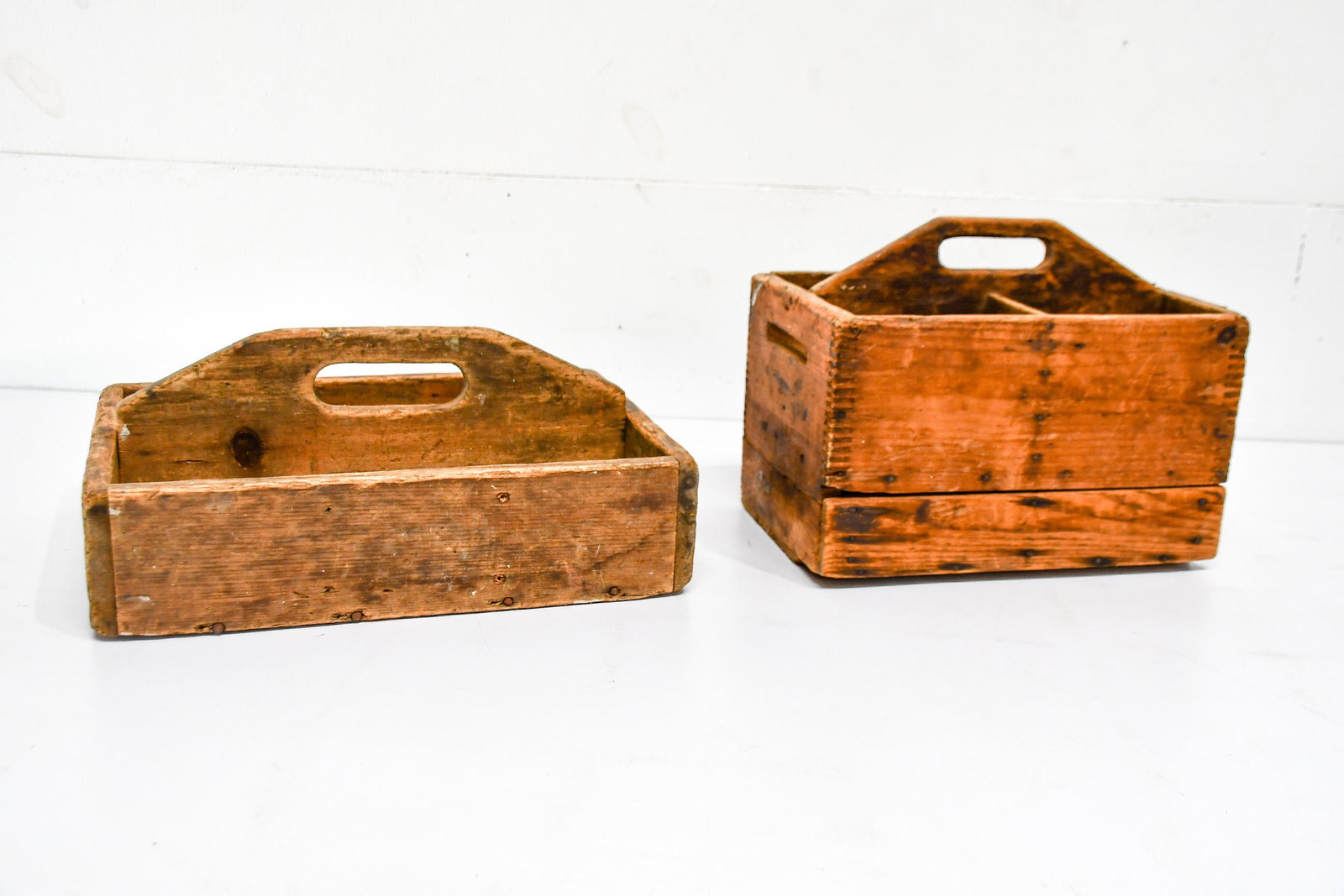 2pc. Lot of Wooden Totes 14"H,   14 1/2"  x   10" (1 of 7)