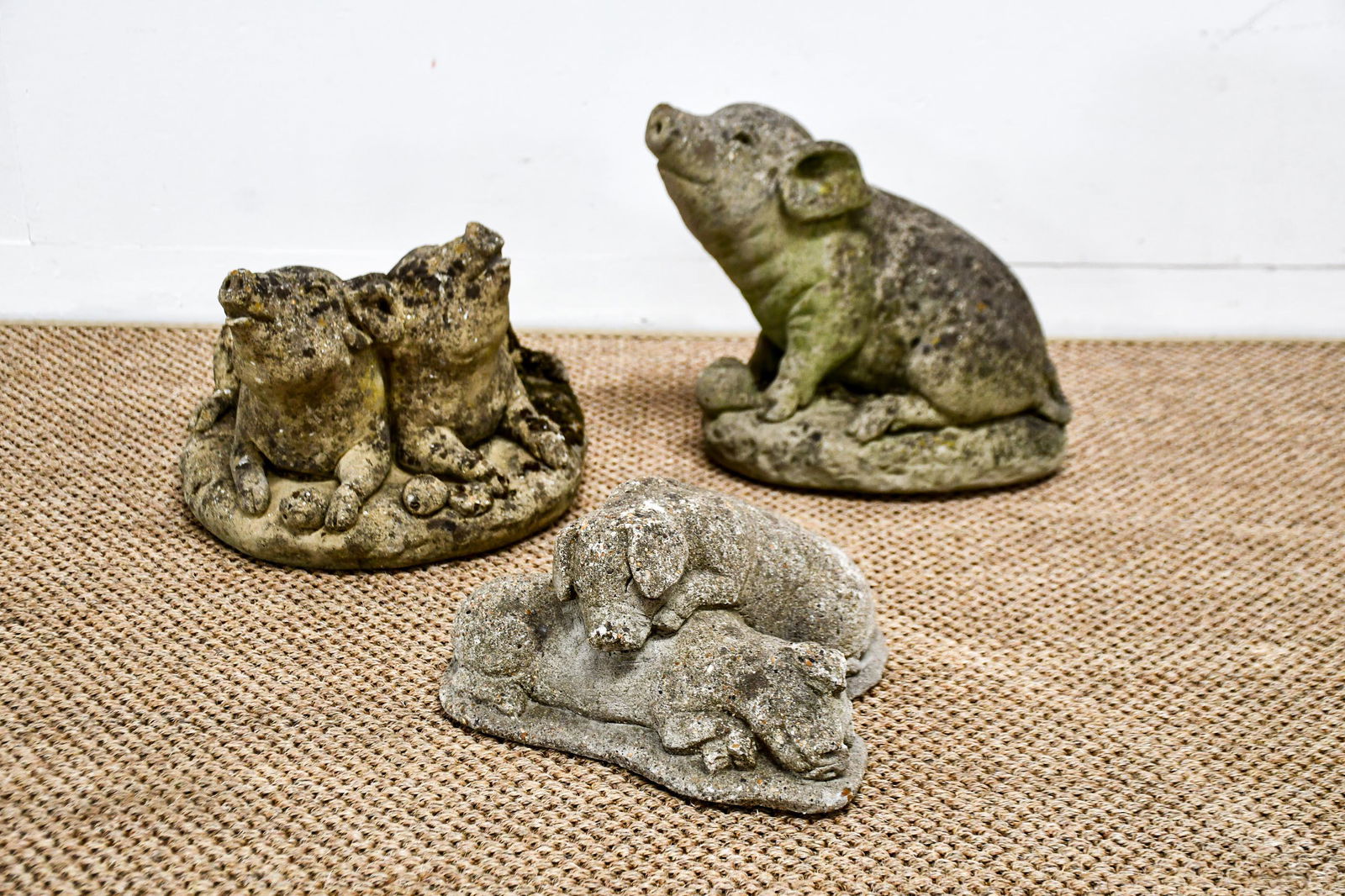 3pc. Lot of Concrete Pigs largest   -   12 1/2"H,   15" (1 of 5)