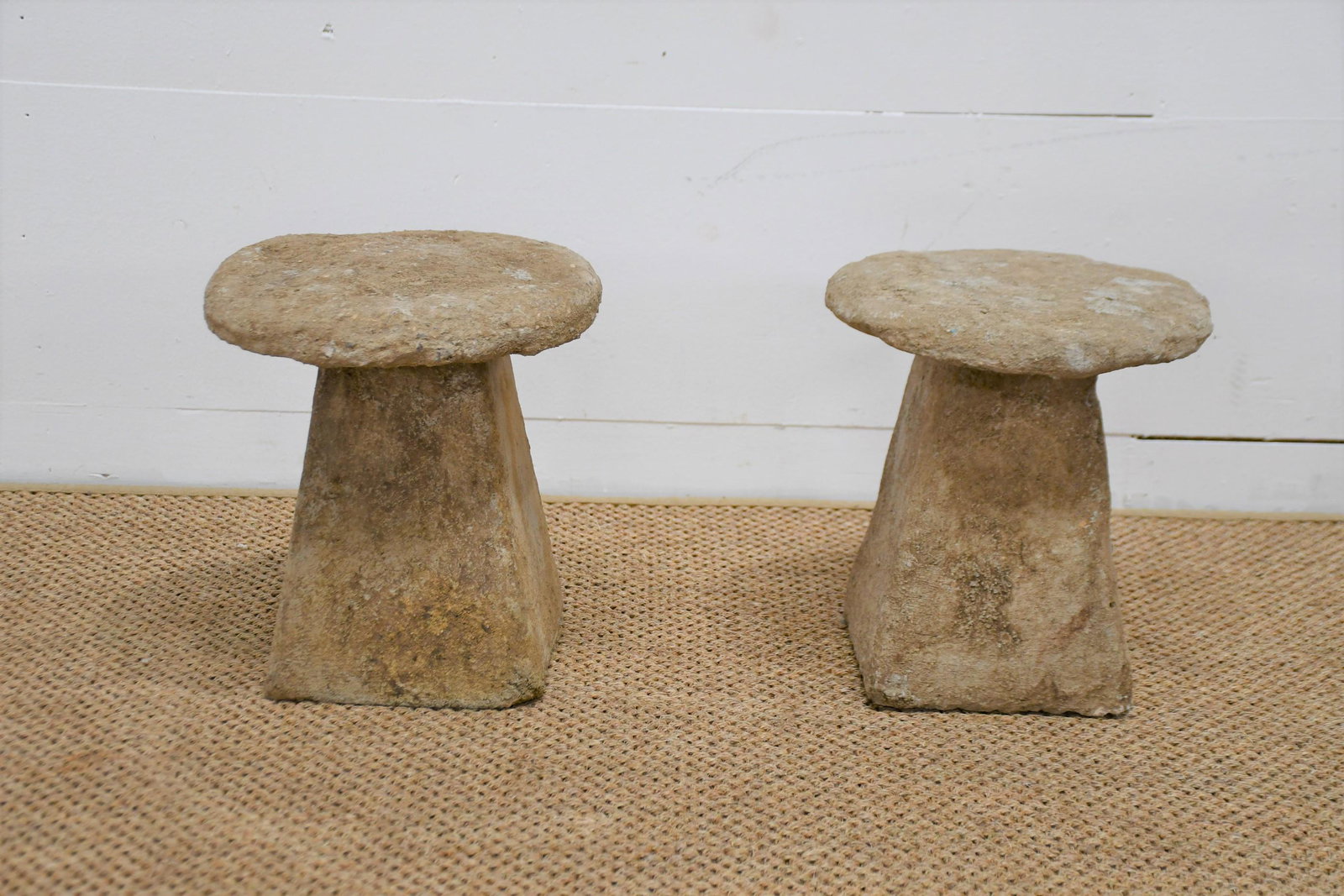 Pair of Concrete Garden Mushrooms 12"H,   11" diam. (1 of 2)