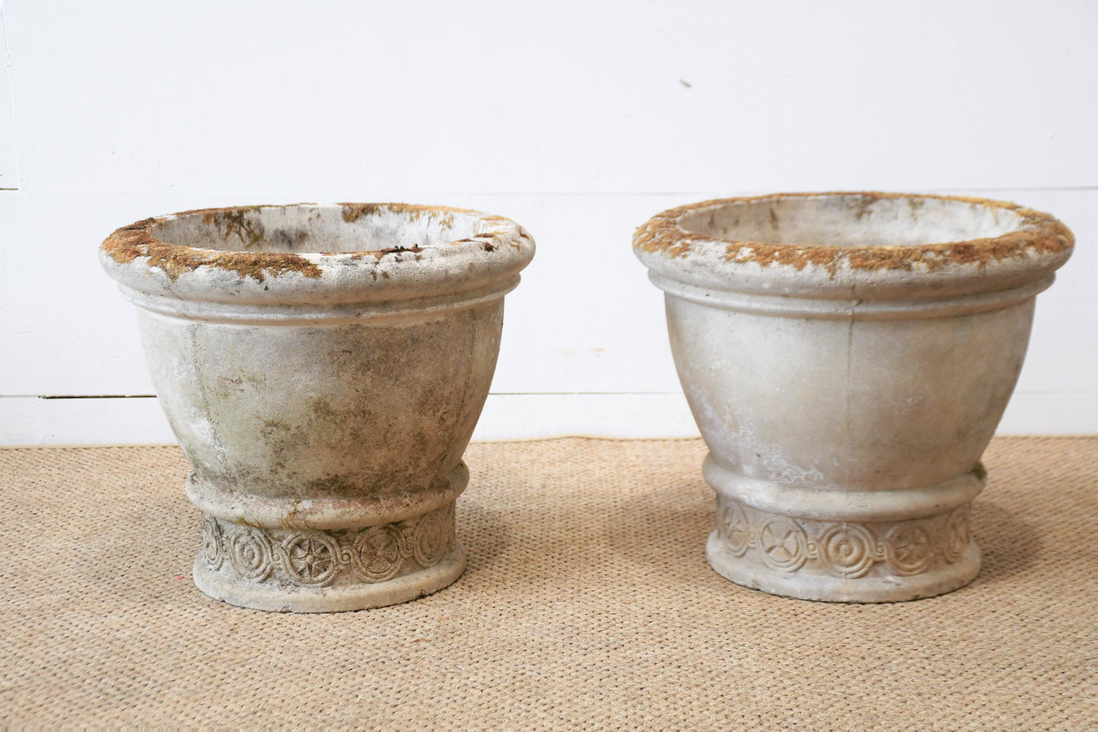 Pair of Concrete Garden Urns 15"H,   18" diam.    ea. (1 of 6)