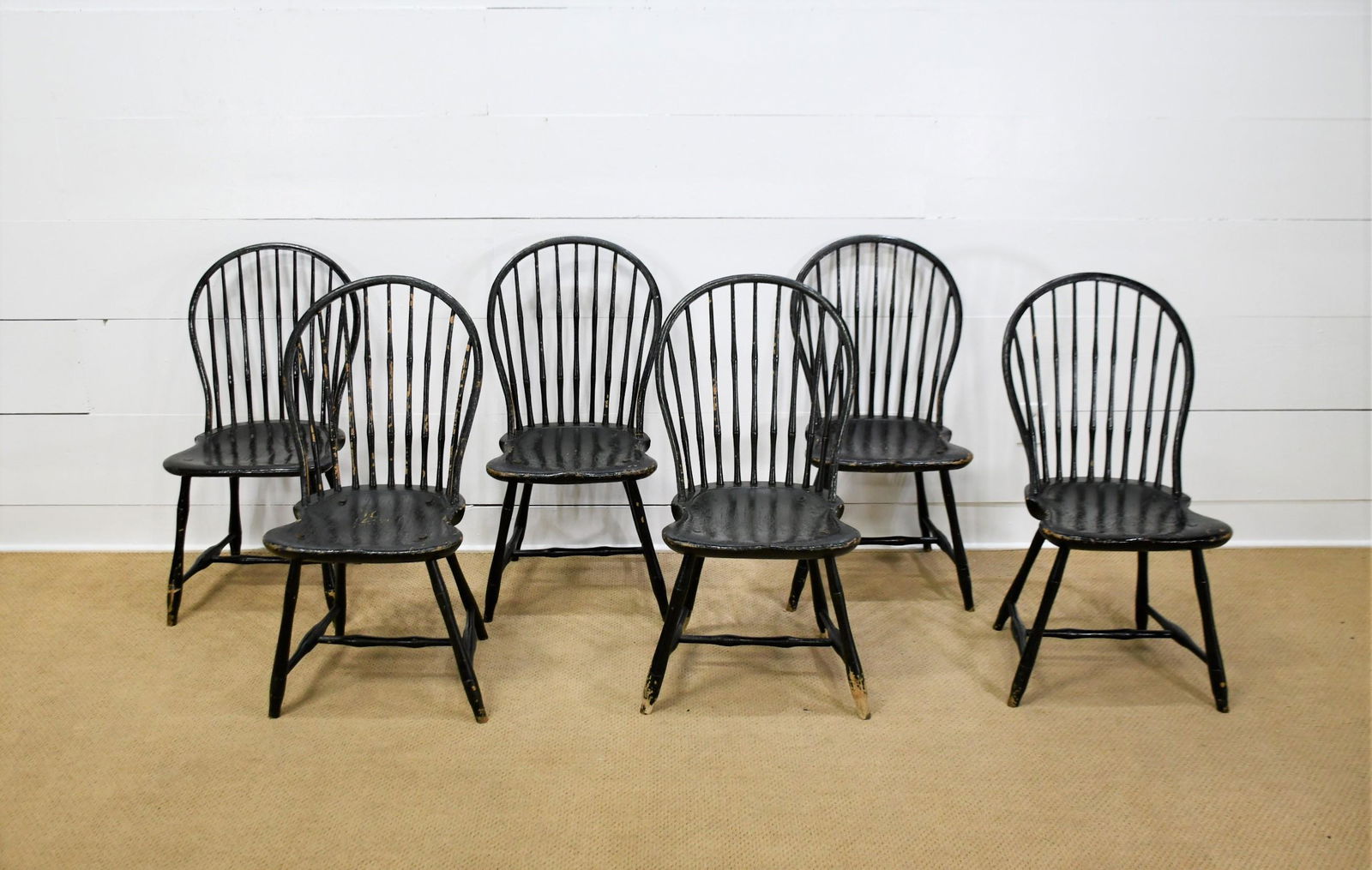 6pc. Lot of 19th C. Painted Windsor Chairs 37"H,   20 (1 of 4)