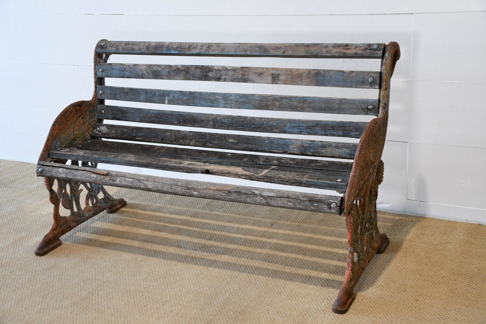 Cast Iron / Wood Heron Garden Bench 34"H, 57" x: Cast Iron / Wood Heron Garden Bench 34"H, 57" x 25"