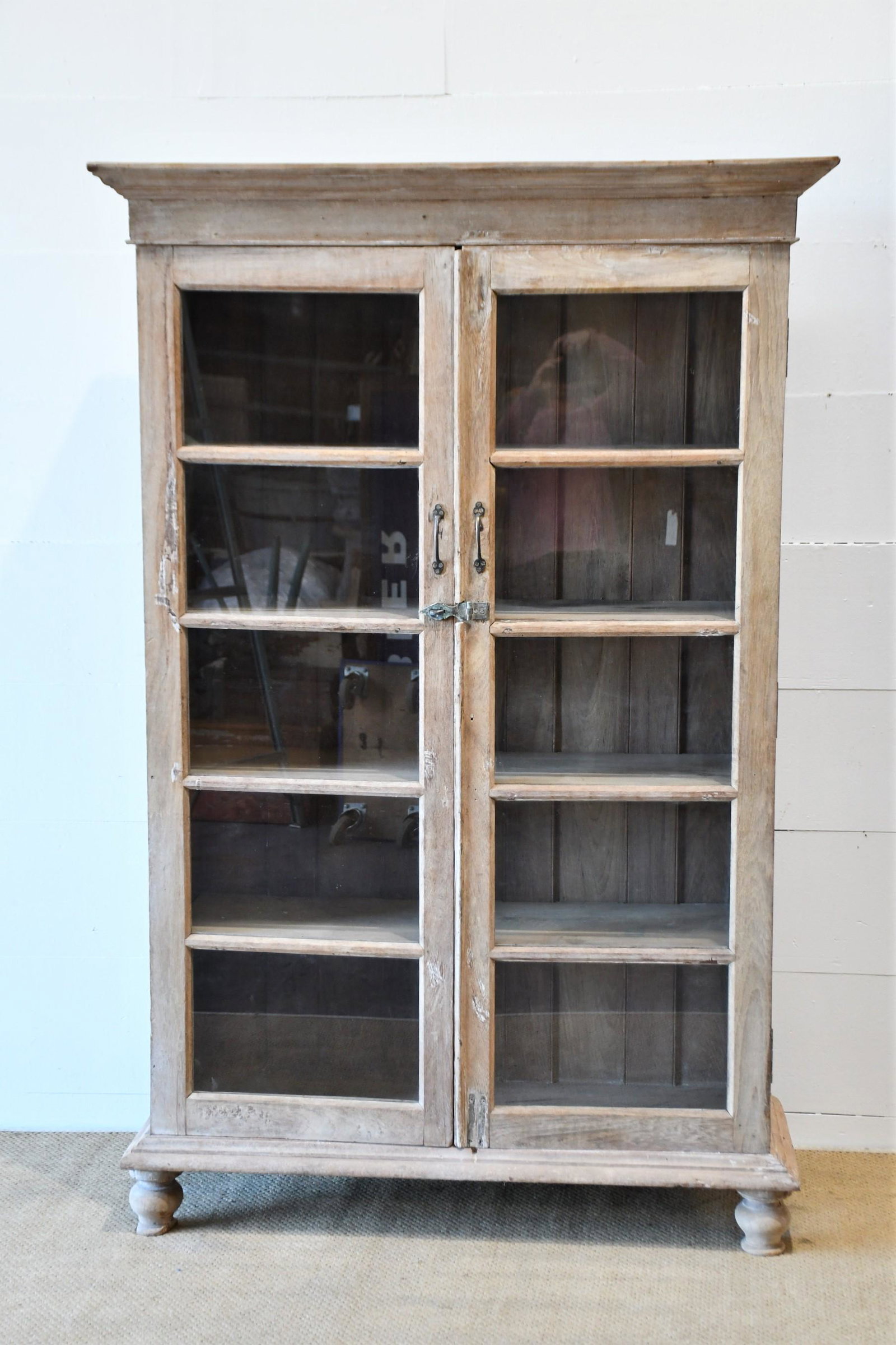 Bleached Country Store Display Cabinet 75"H,   49"  x (1 of 4)