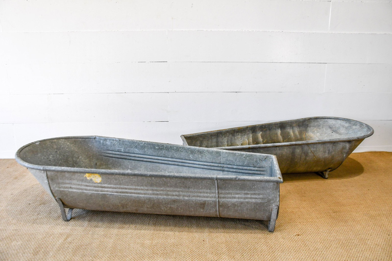 2pc. Lot of Galvanized Tubs 17"H,   65 1/2"  x   27 (1 of 5)