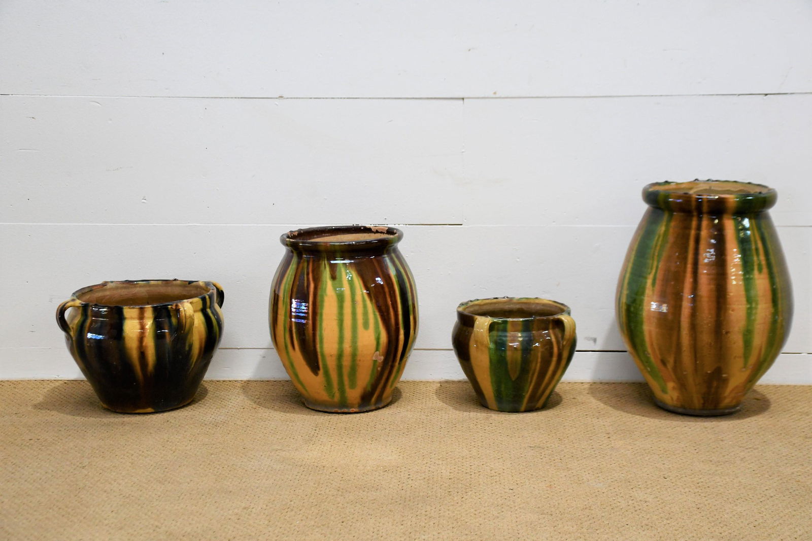 4pc. Lot of French Glazed Garden Pots 18 3/4"H,   13" (1 of 3)