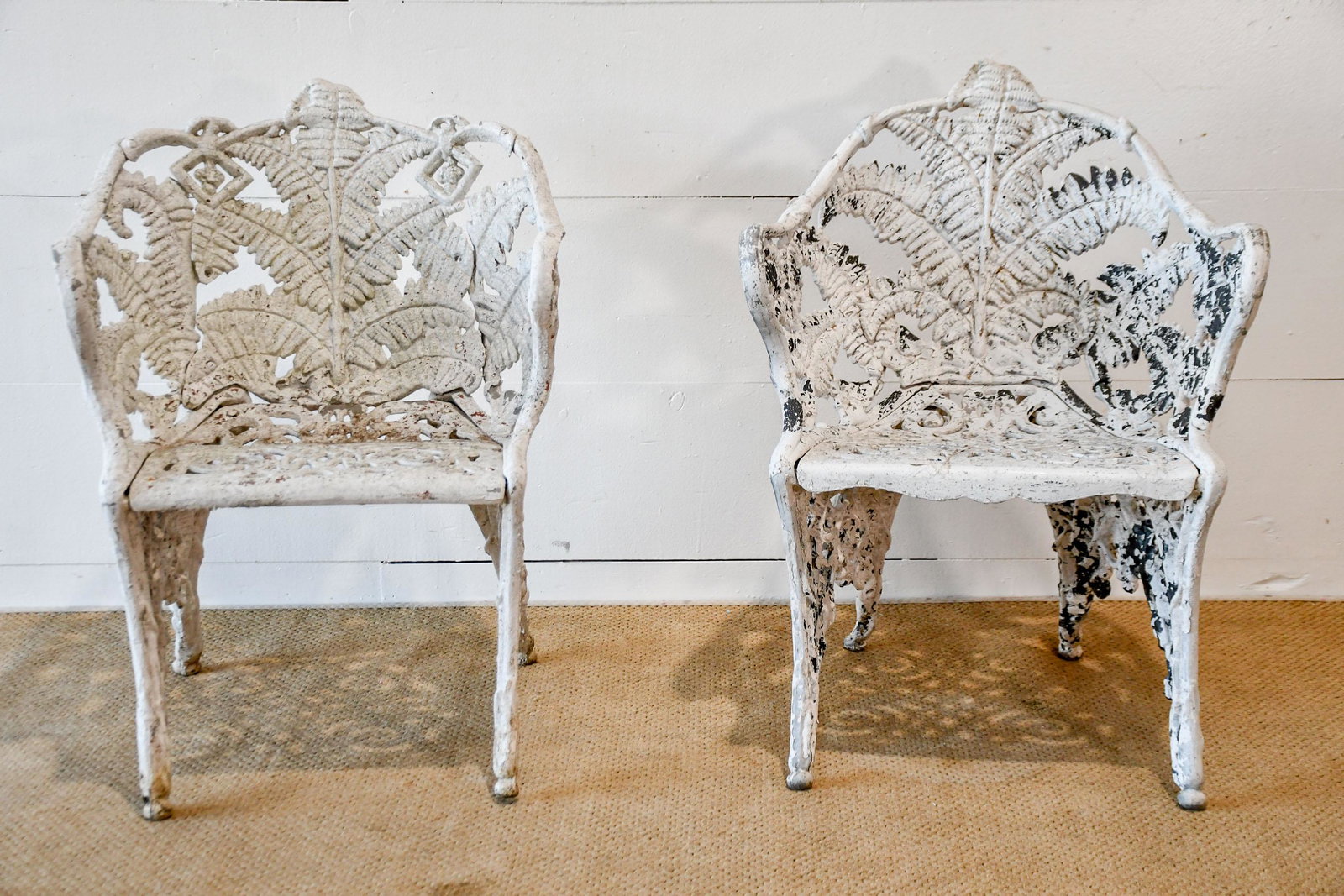 2pc. Lot of Cast Aluminum Painted Garden Chairs fern (1 of 5)