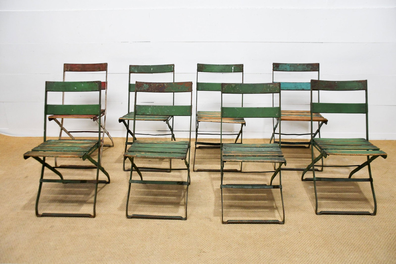 8pc. Lot of Painted Folding Bistro Chairs 31"H,   14" (1 of 5)