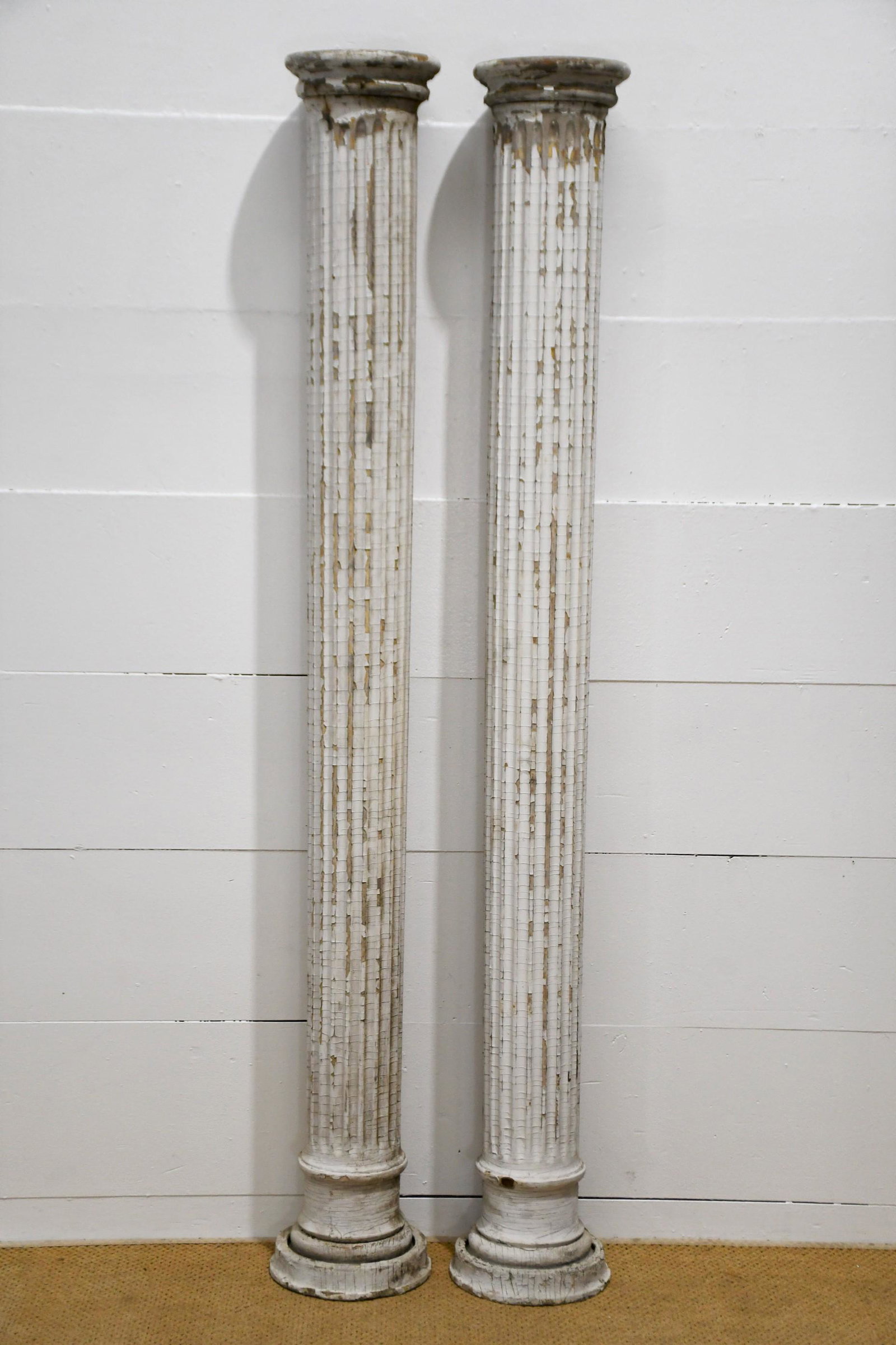 Pair of White Painted Fluted Wooden Columns 74"H,   9" (1 of 3)