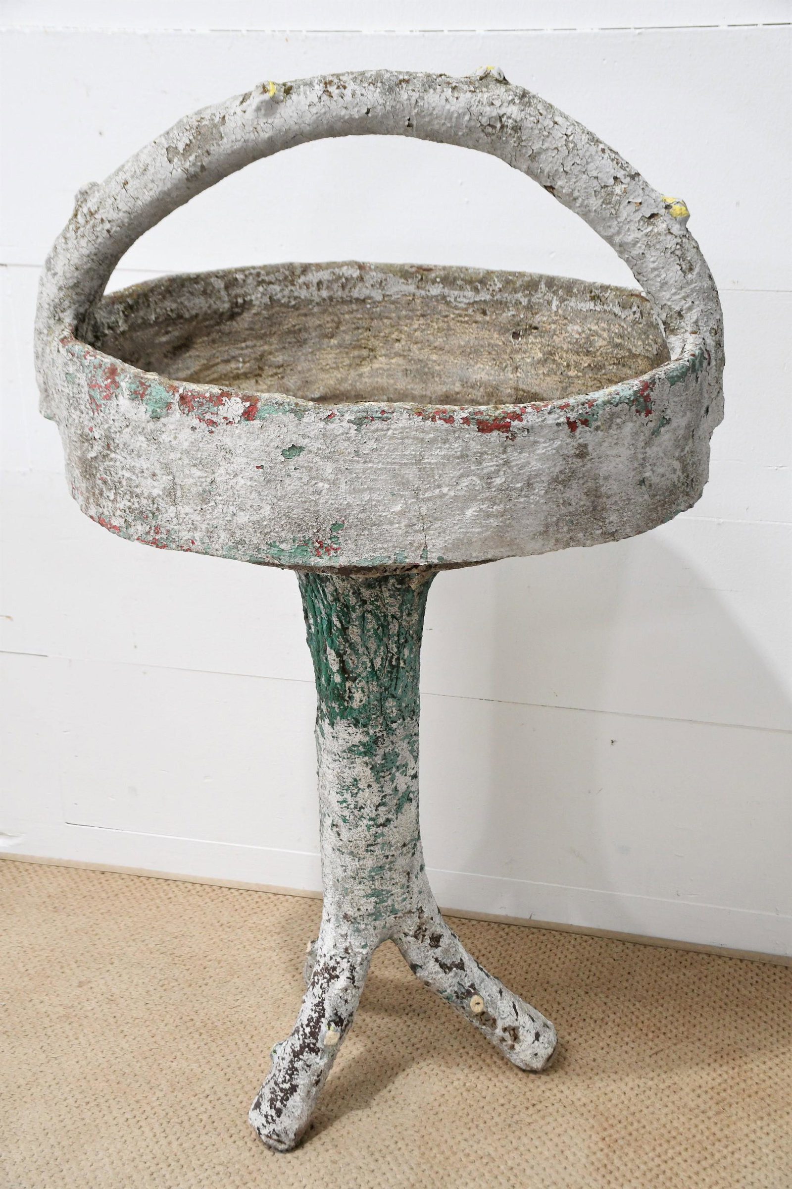 French Faux Bois Two Piece Basket Planter 48"H,   29"  x   19" (1 of 5)