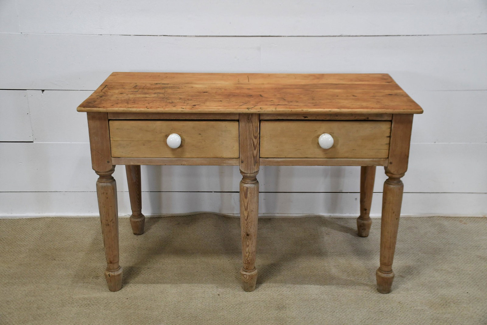 Unusual 6 Leg English Pine Work Table w/ Drawers 33 1/2"H,   53 1/2"  x   27" (1 of 6)