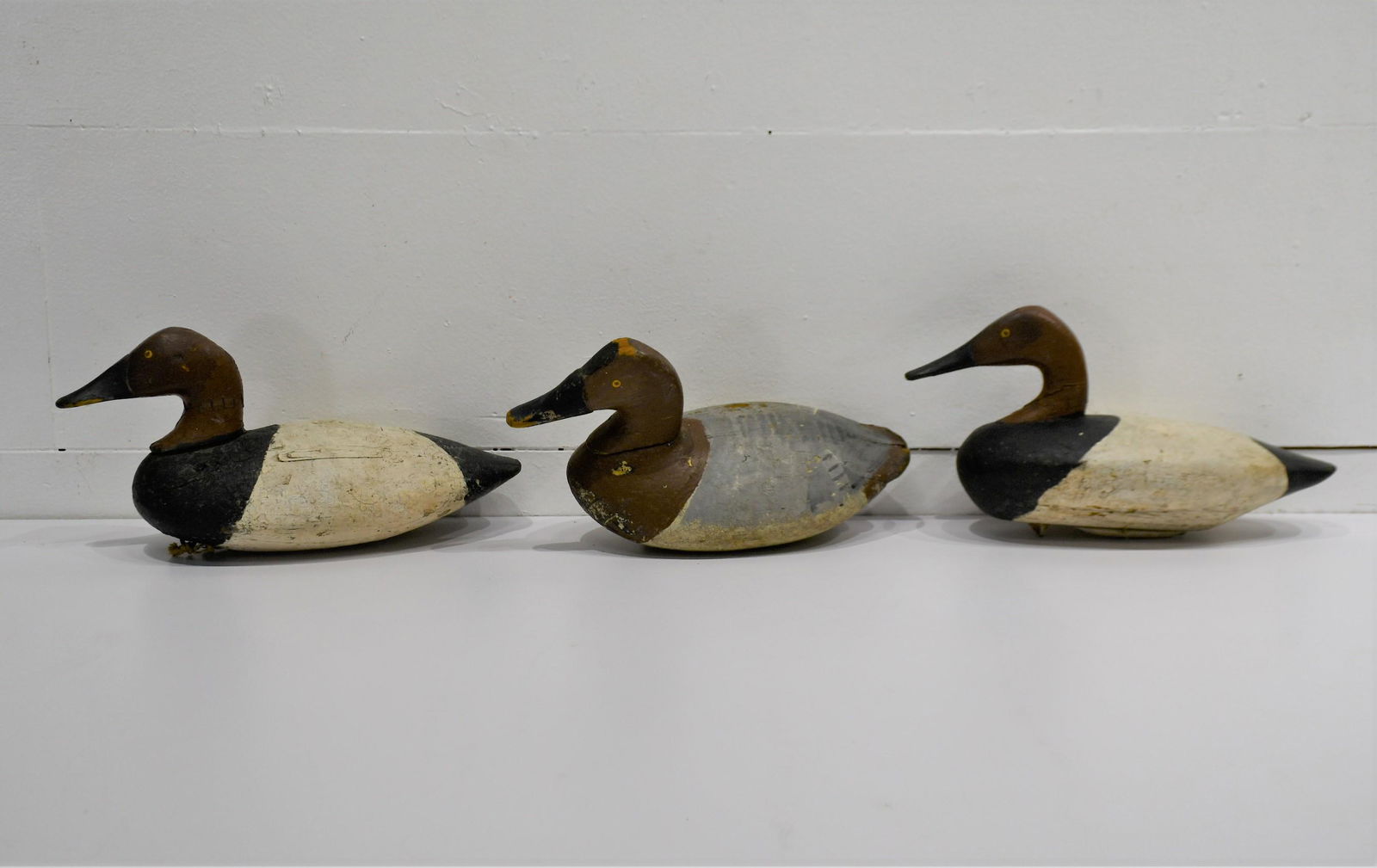 3pc. Lot of Painted Wooden Duck Decoys largest  -   7 1/2"H,   14"  x   8" (1 of 6)