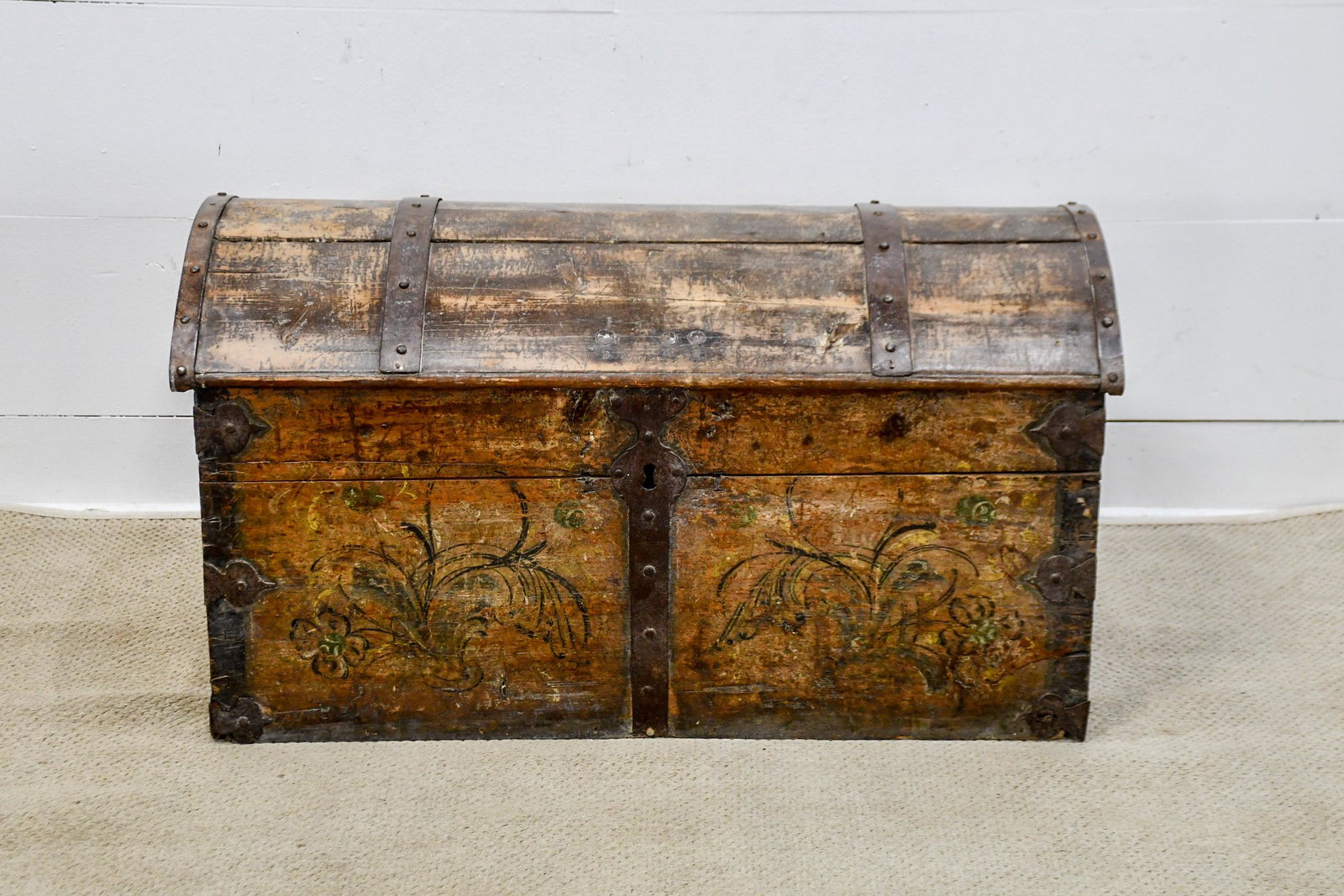 Early Painted Immigrant's Trunk 23"H,   42"  x    20 1/2" (1 of 11)