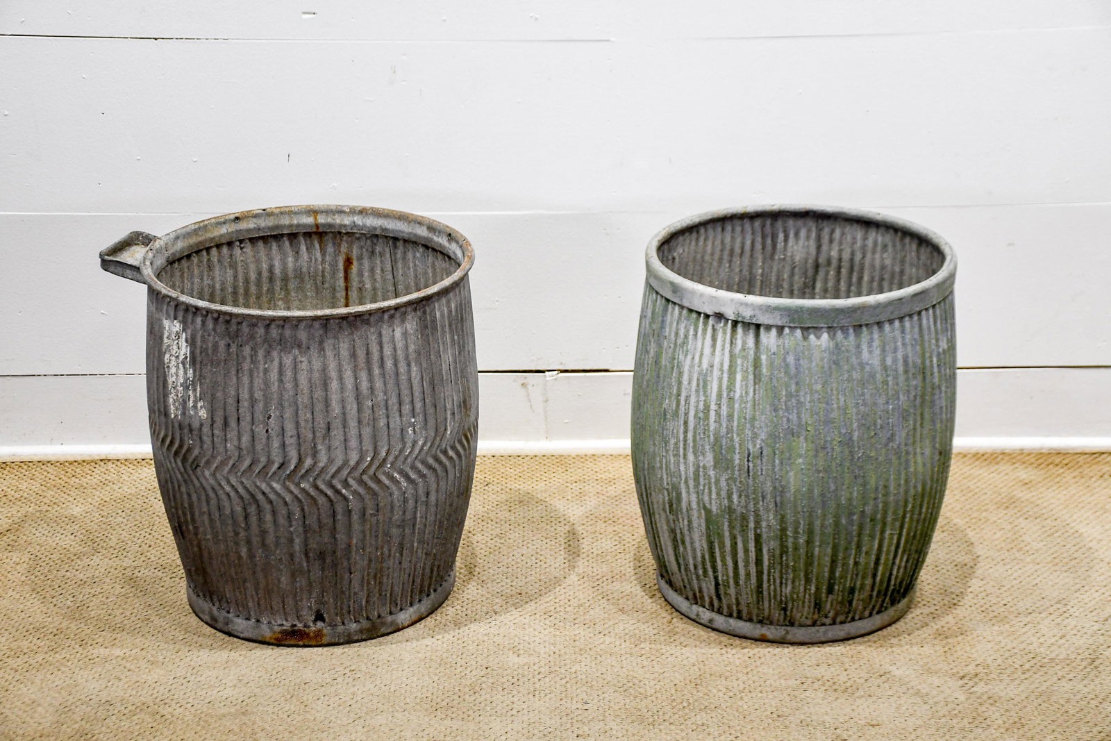 2pc. Lot of English Dolly Tubs 21"H,   18 3/4" diam.    /    21"H,   18 3/4"  x   22" (1 of 8)