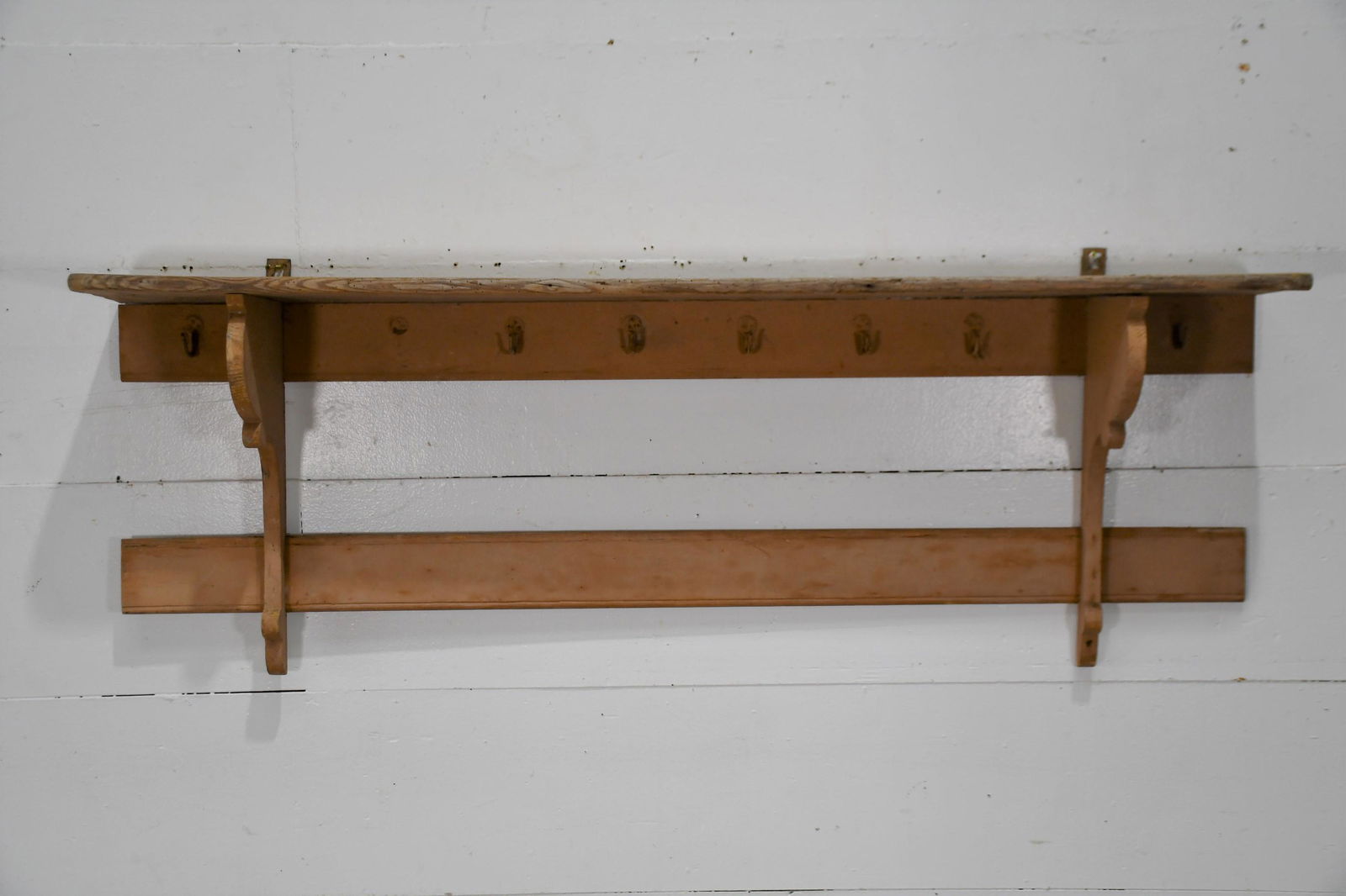Country Painted Shelf w/ Hooks 24"H,   60"  x   9" (1 of 4)
