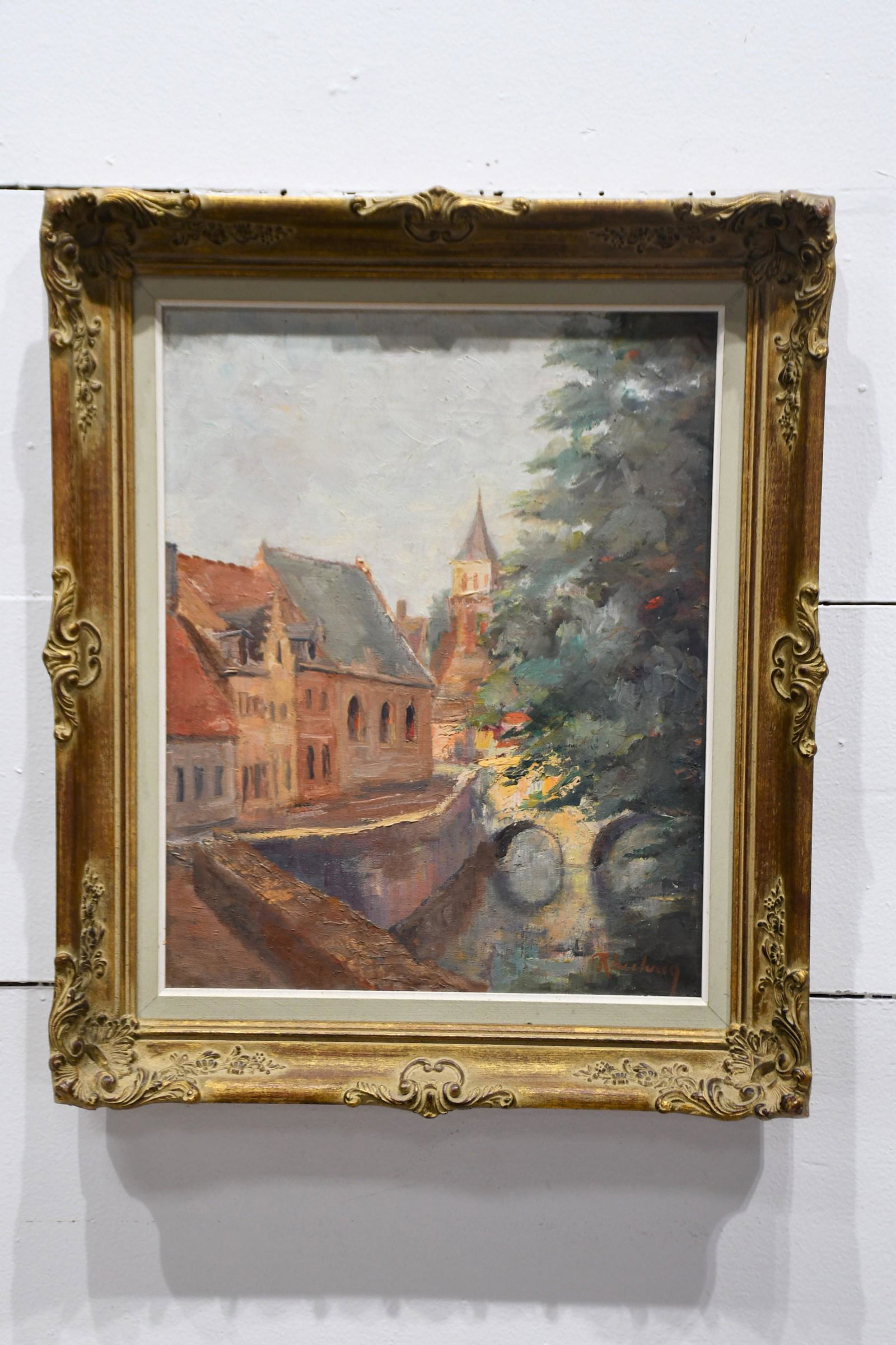 O / C - View in Bruges artist - Belgian School / 25 1/2" x 21 1/2": O / C - View in Bruges artist - Belgian School / 25 1/2" x 21 1/2"