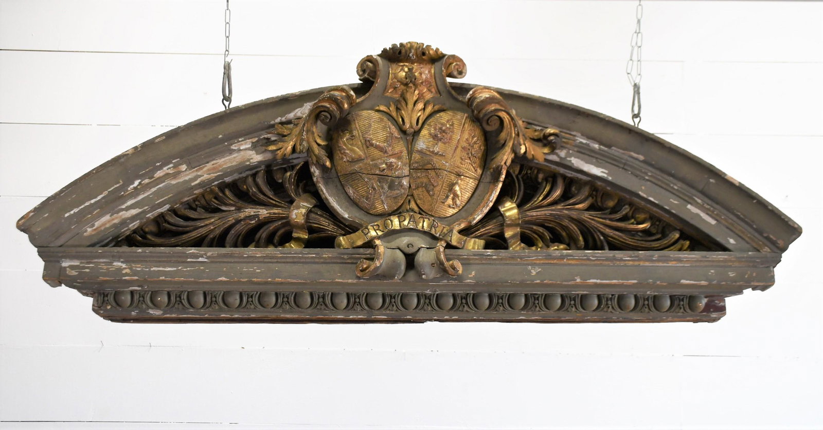 French Painted Wooden Architectural Header 25"H,   70 1/2"  x   8 1/2" (1 of 8)