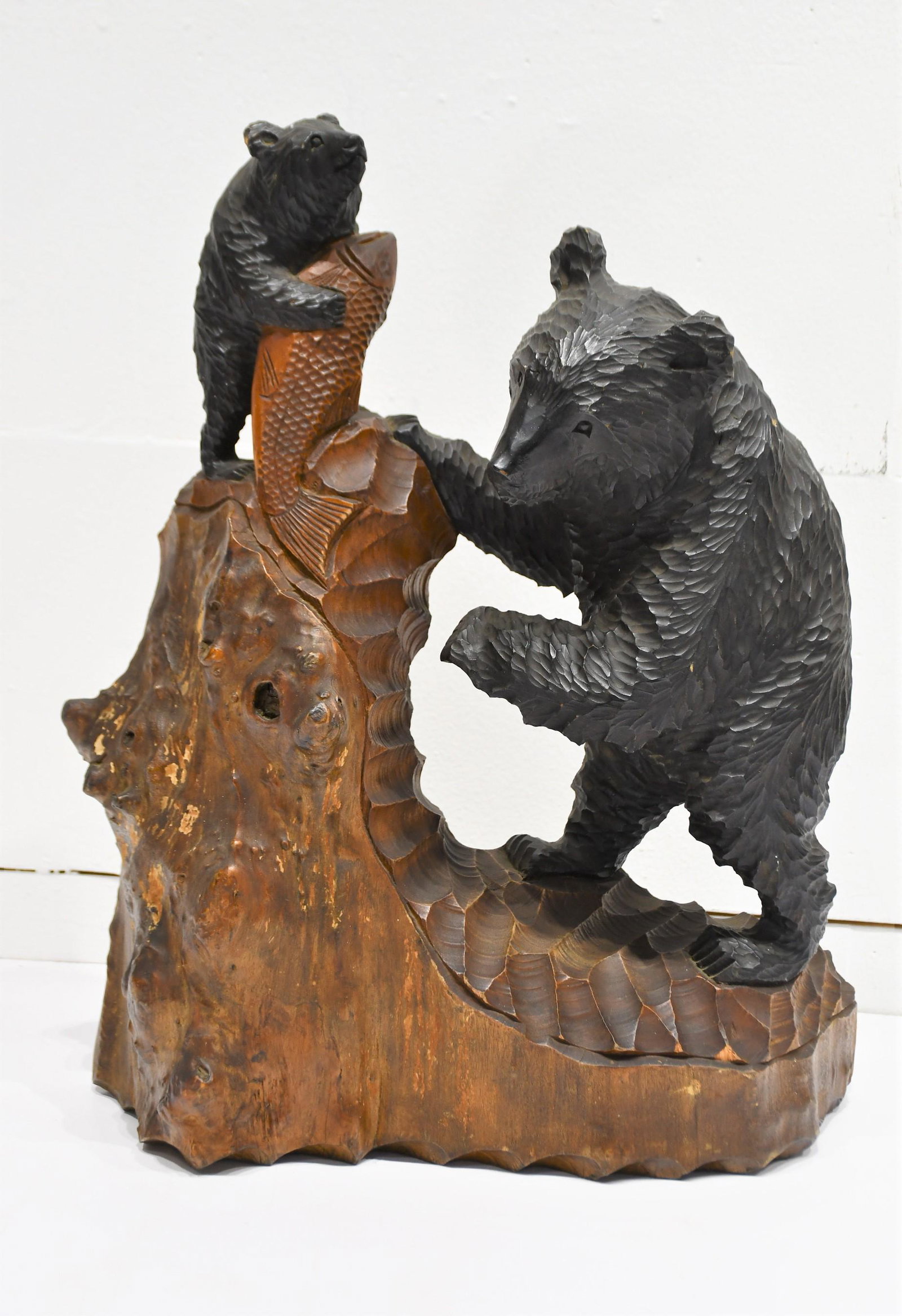 Carved Wooden Bear and Cub 22"H,   18"  x   7" (1 of 5)