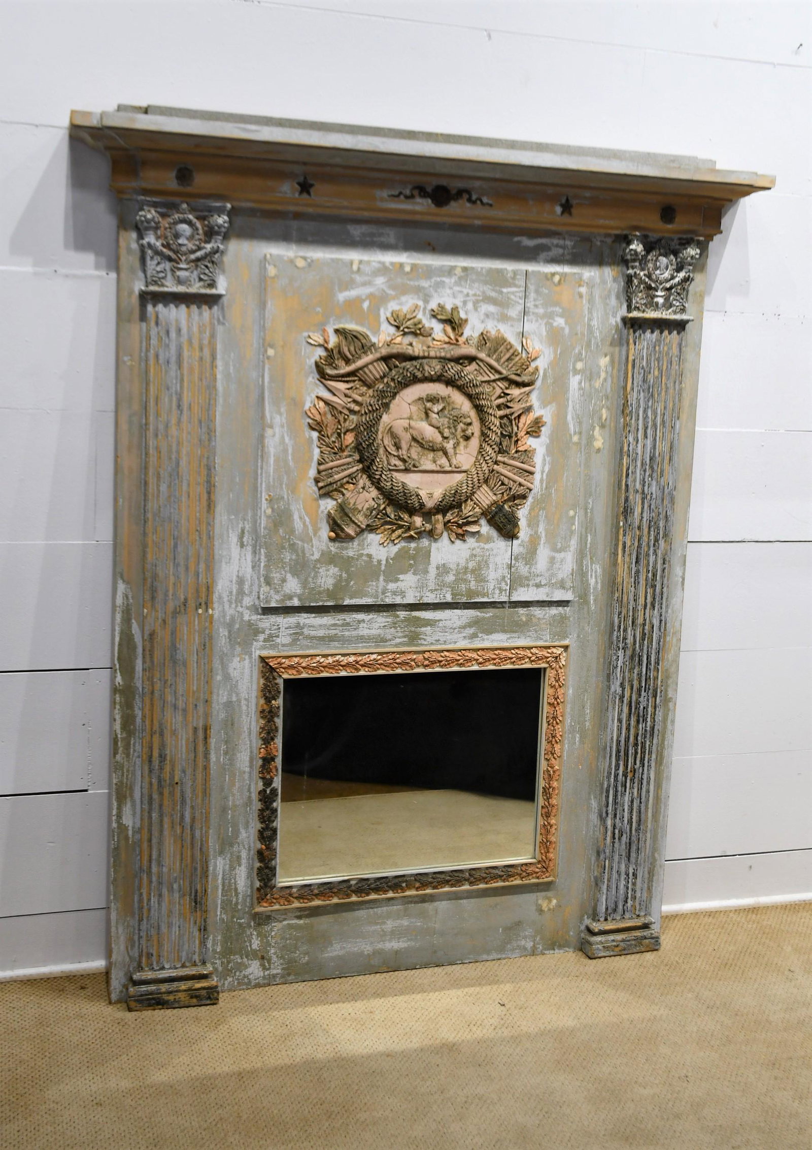 French Trumeau Mirror 75 3/4"  x   62 1/2" (1 of 8)