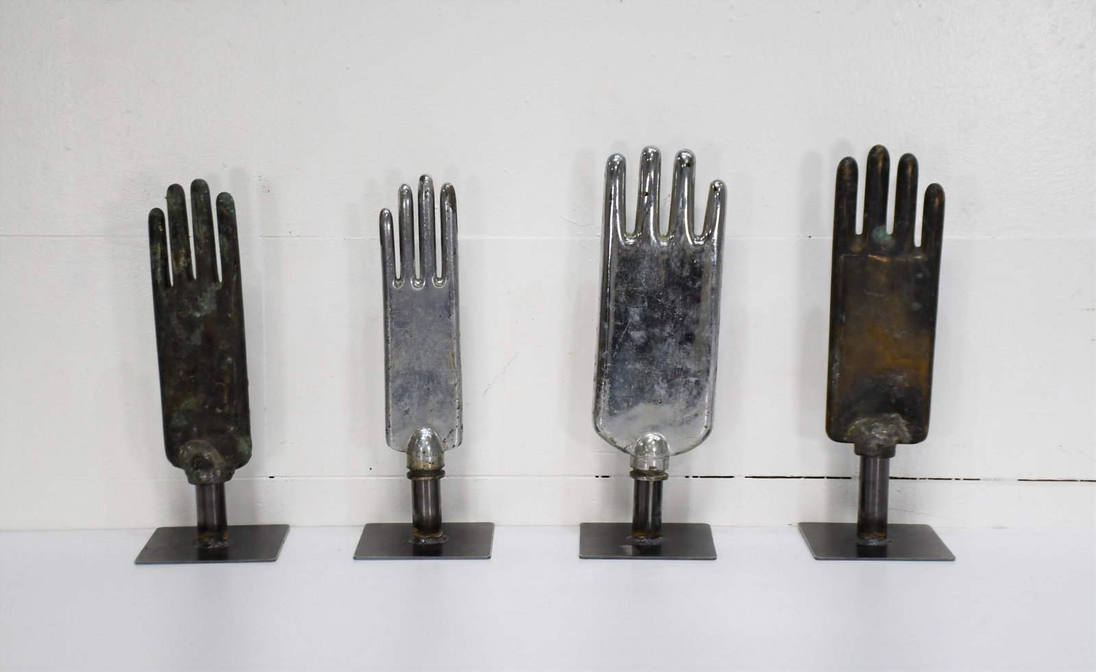4pc. Lot of Industrial Metal Glove Molds 16 3/4"H   /   16 3/4"H   /   18"H   /   18"H     / (1 of 3)