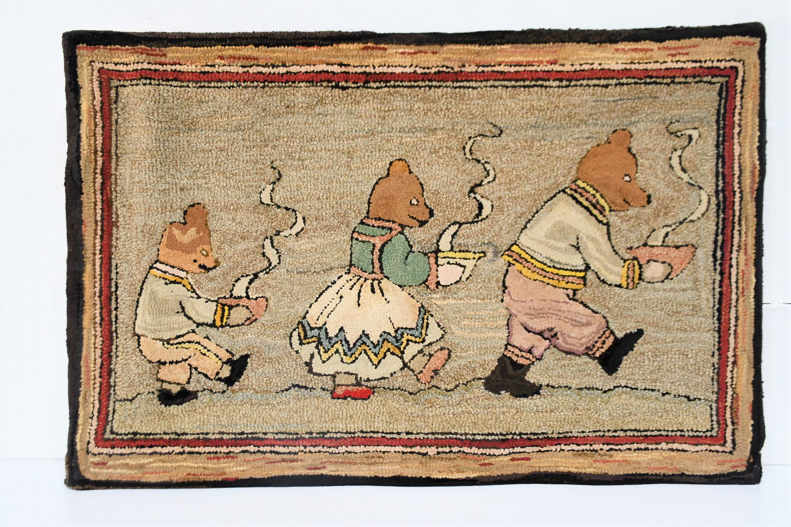Three Bears Hook Rug on Frame 28"  x   43" (1 of 1)