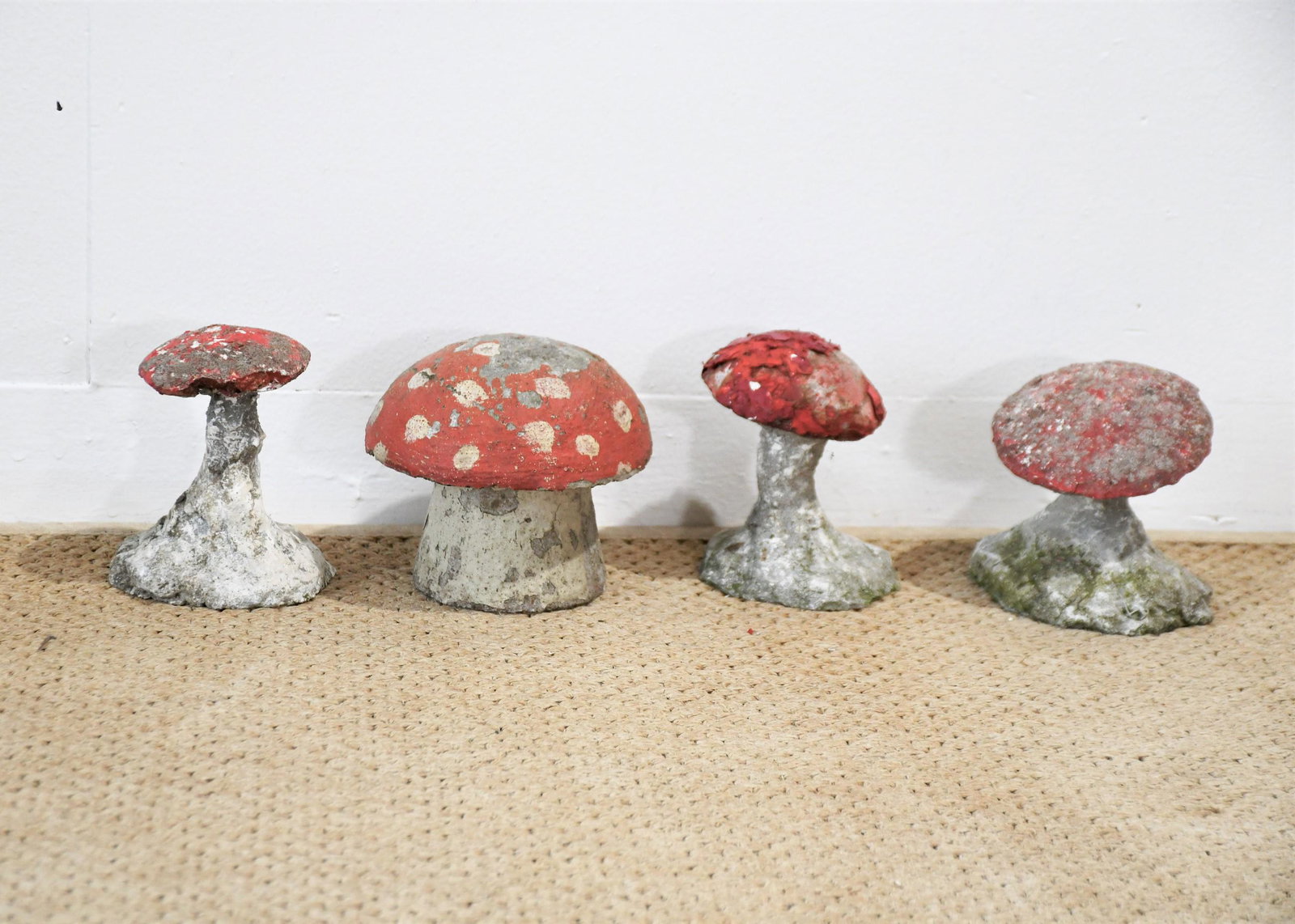 4pc. Lot of French Small Concrete Mushrooms tallest  -   5"H,   6" diam. (1 of 5)